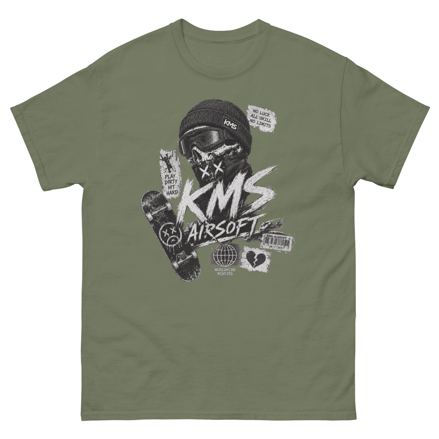 KMS Airsoft Worldwide Misfits Tee Military Green - Kirik Motorsports