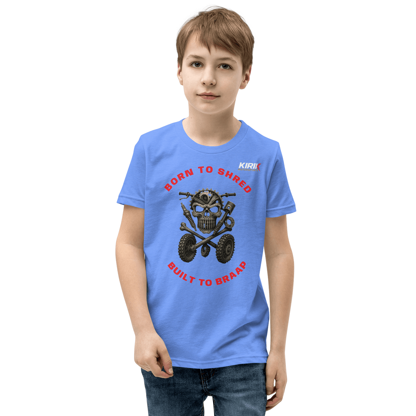 Unisex Youth Braap T-Shirt Heather Columbia Blue - Kirik Motorsports