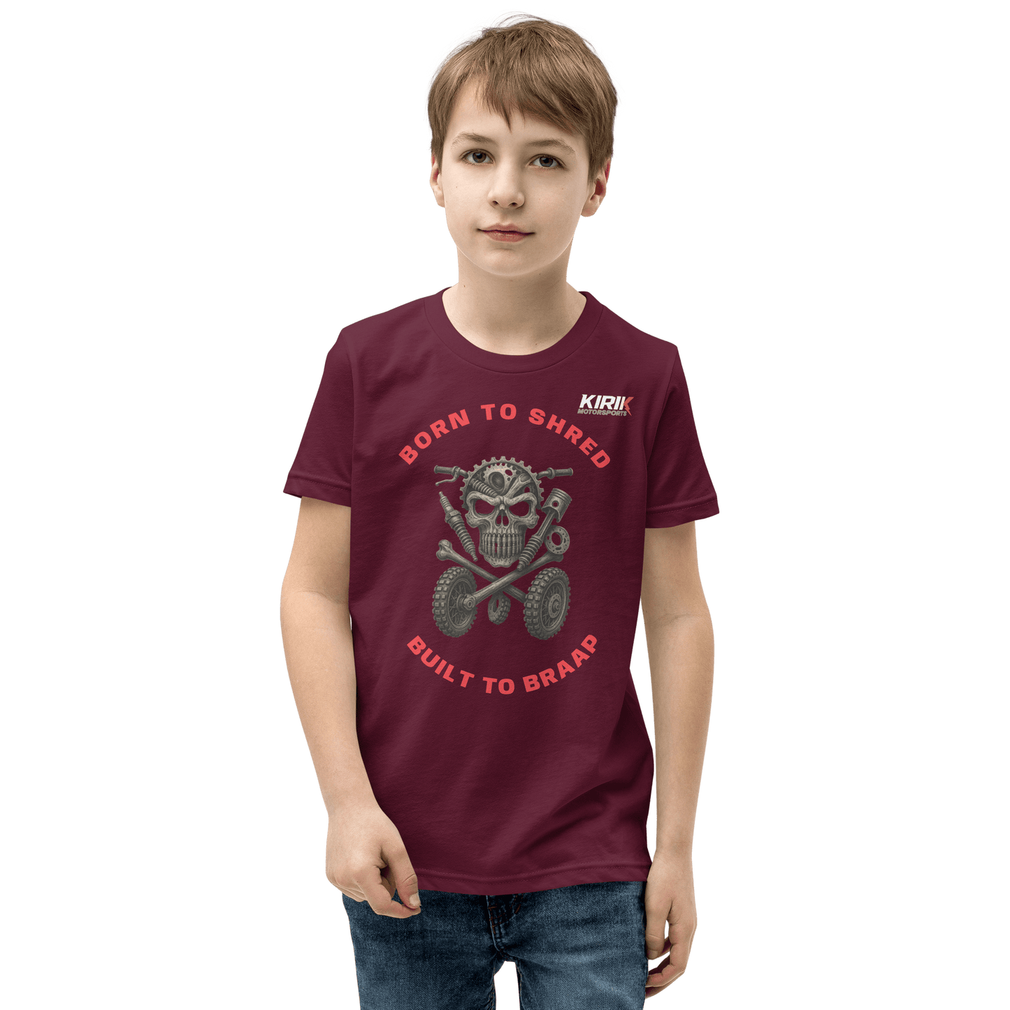 Unisex Youth Braap T-Shirt Maroon - Kirik Motorsports