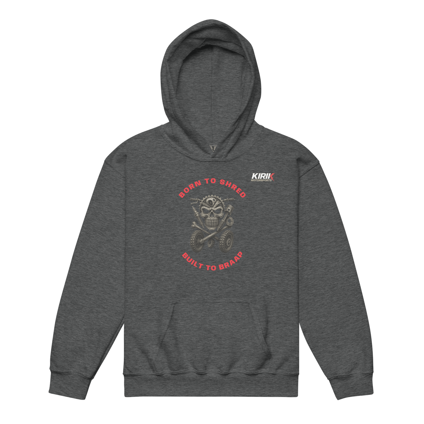 Youth Braap Hoodie Dark Heather - Kirik Motorsports