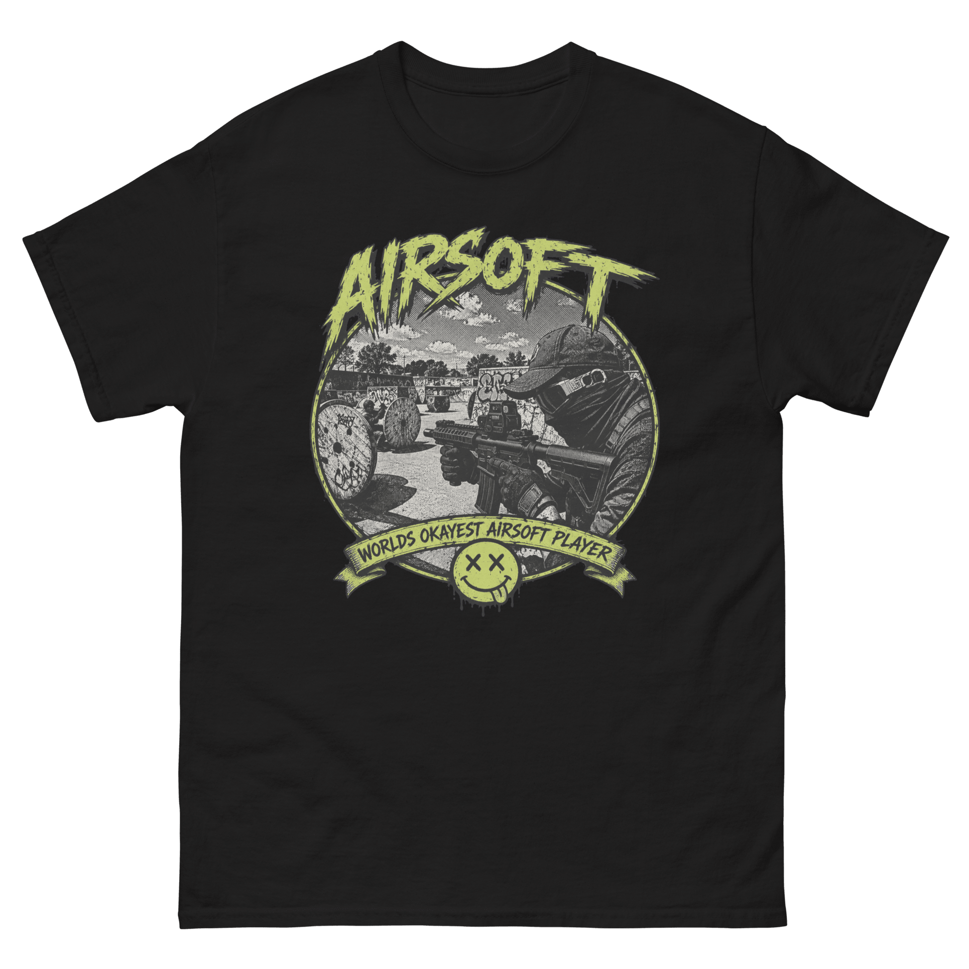 Airsoft World’s Okayest Player Tee Black - Kirik Motorsports