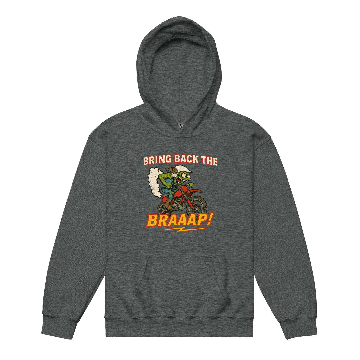 Bring the Braap Youth Hoodie Dark Heather - Kirik Motorsports