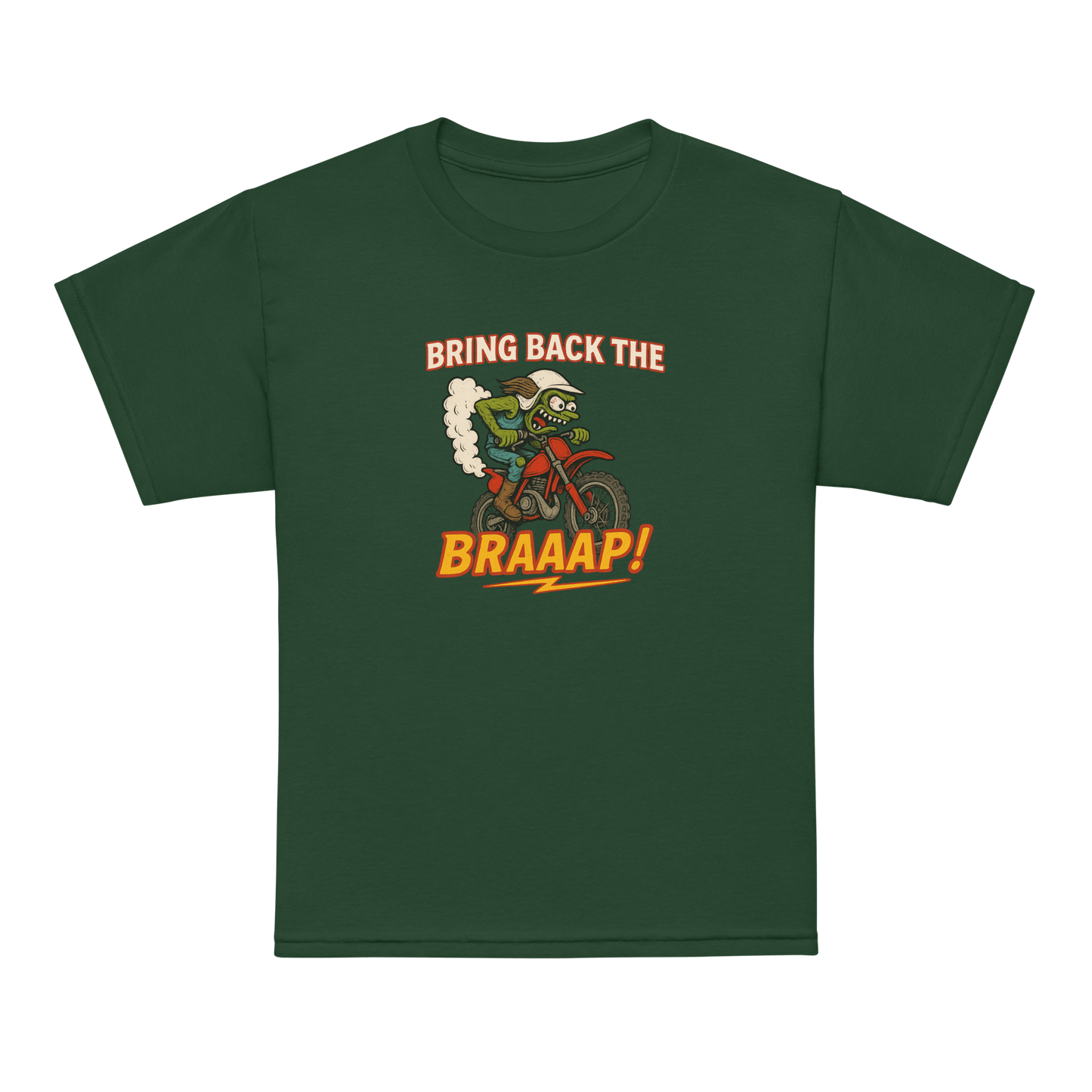 Bring the Braap Youth Tee Forest Green - Kirik Motorsports