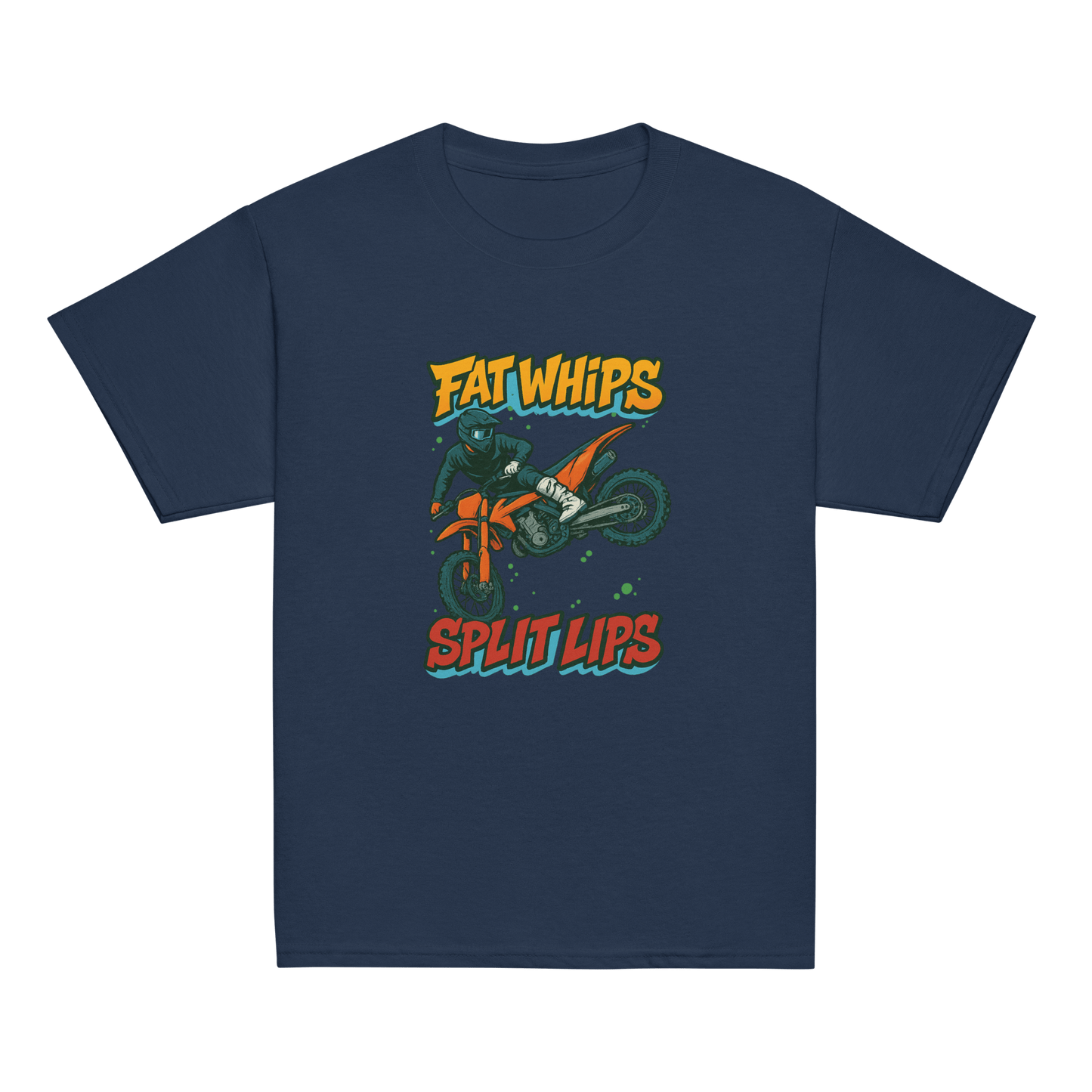 Fat Whip Youth tee Navy - Kirik Motorsports