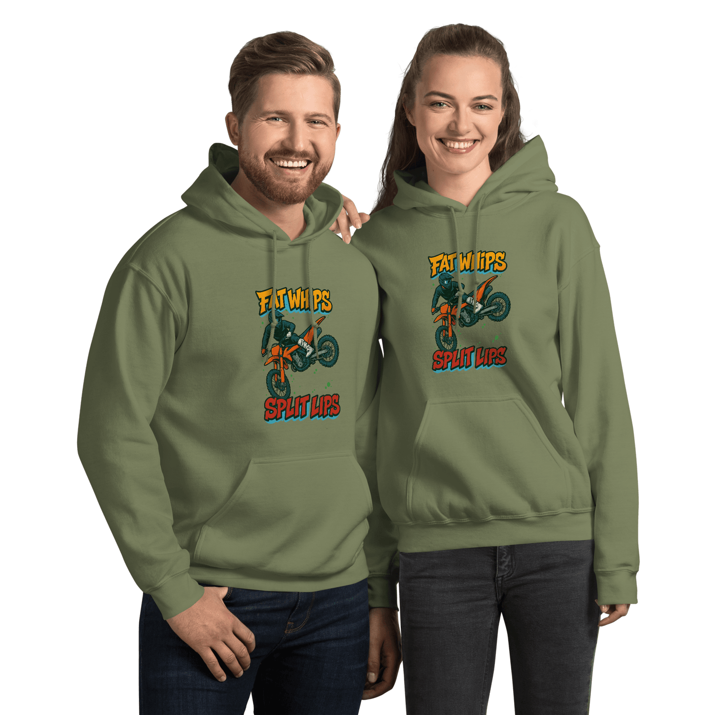 Fat Whips Adult Hoodie Military Green - Kirik Motorsports