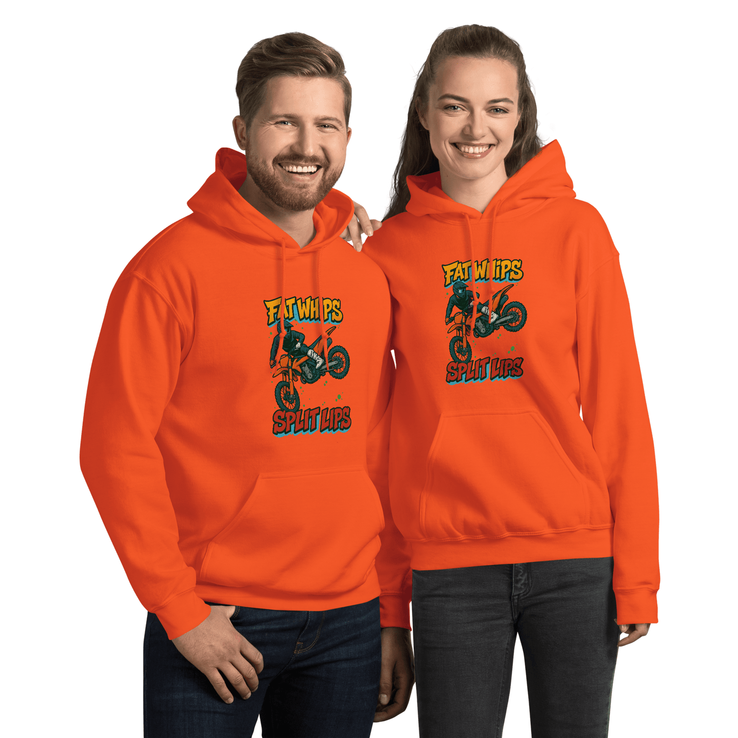 Fat Whips Adult Hoodie Orange - Kirik Motorsports