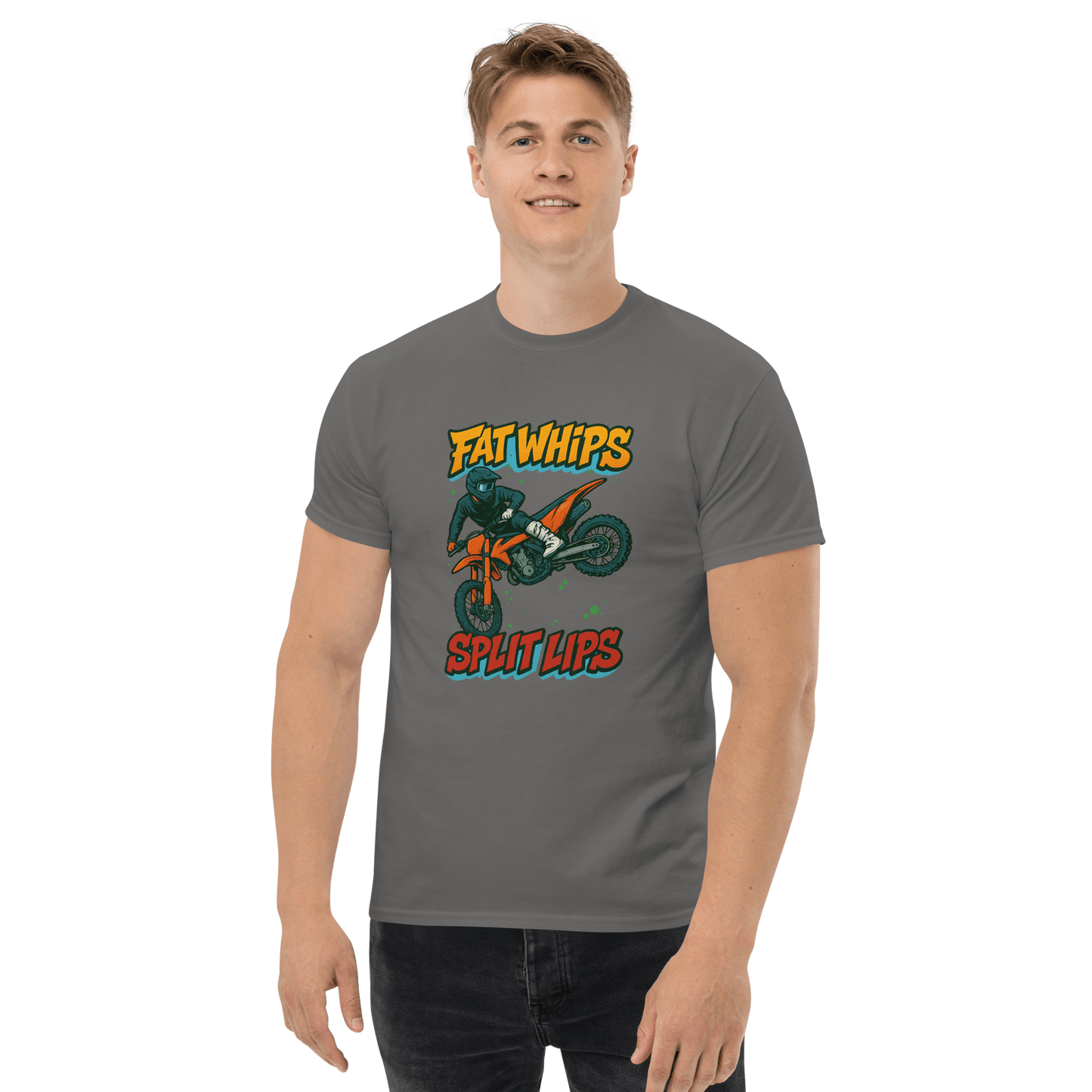 Fat Whips Adult Tee Charcoal - Kirik Motorsports