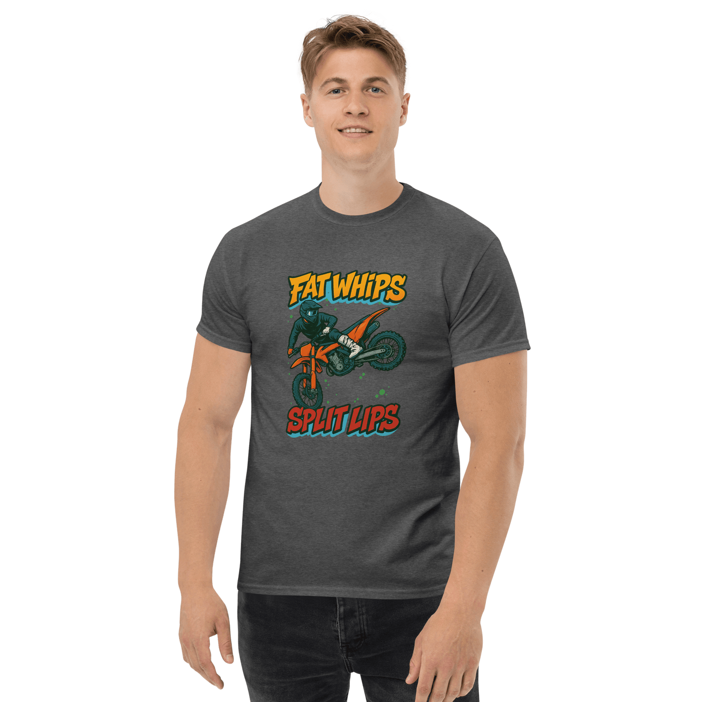 Fat Whips Adult Tee Dark Heather - Kirik Motorsports