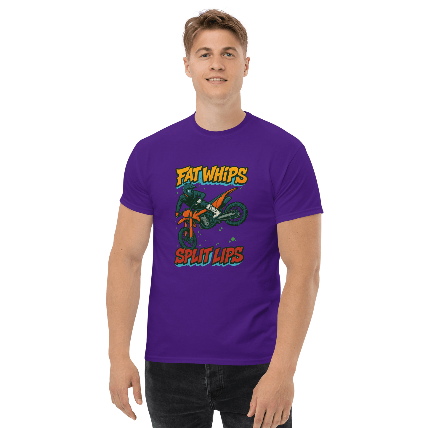 Fat Whips Adult Tee Purple - Kirik Motorsports