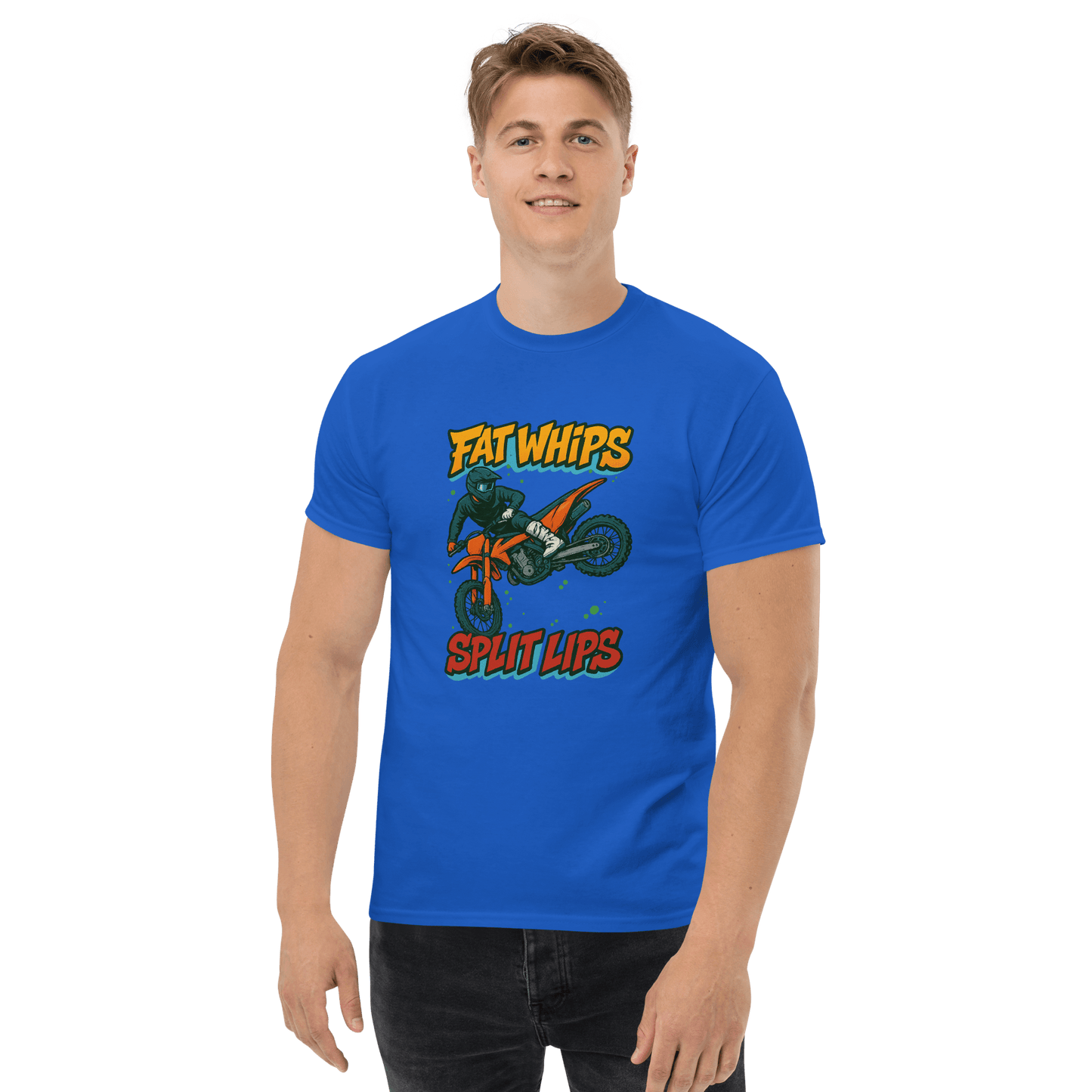 Fat Whips Adult Tee Royal - Kirik Motorsports