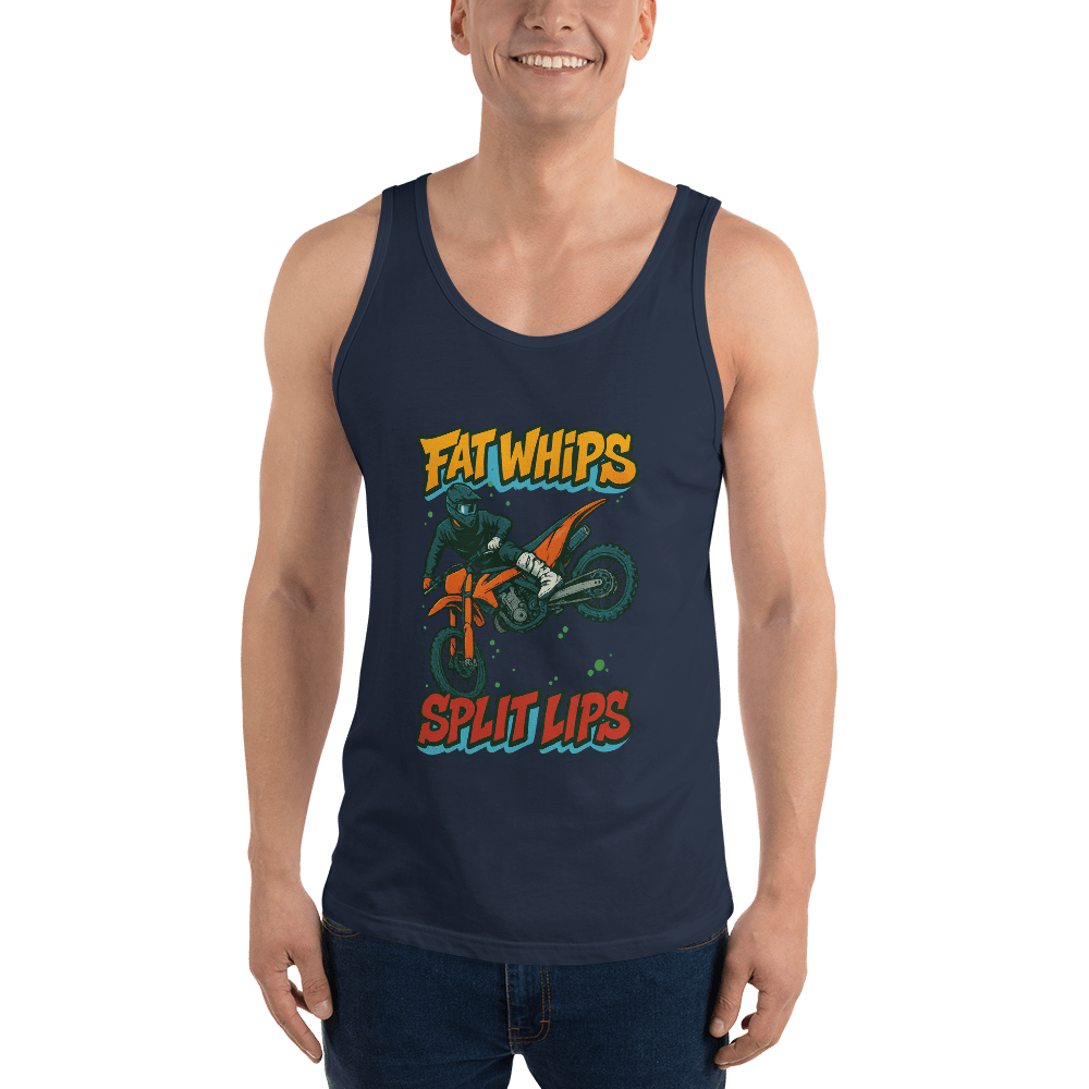 Fat Whips Tank Top Navy - Kirik Motorsports
