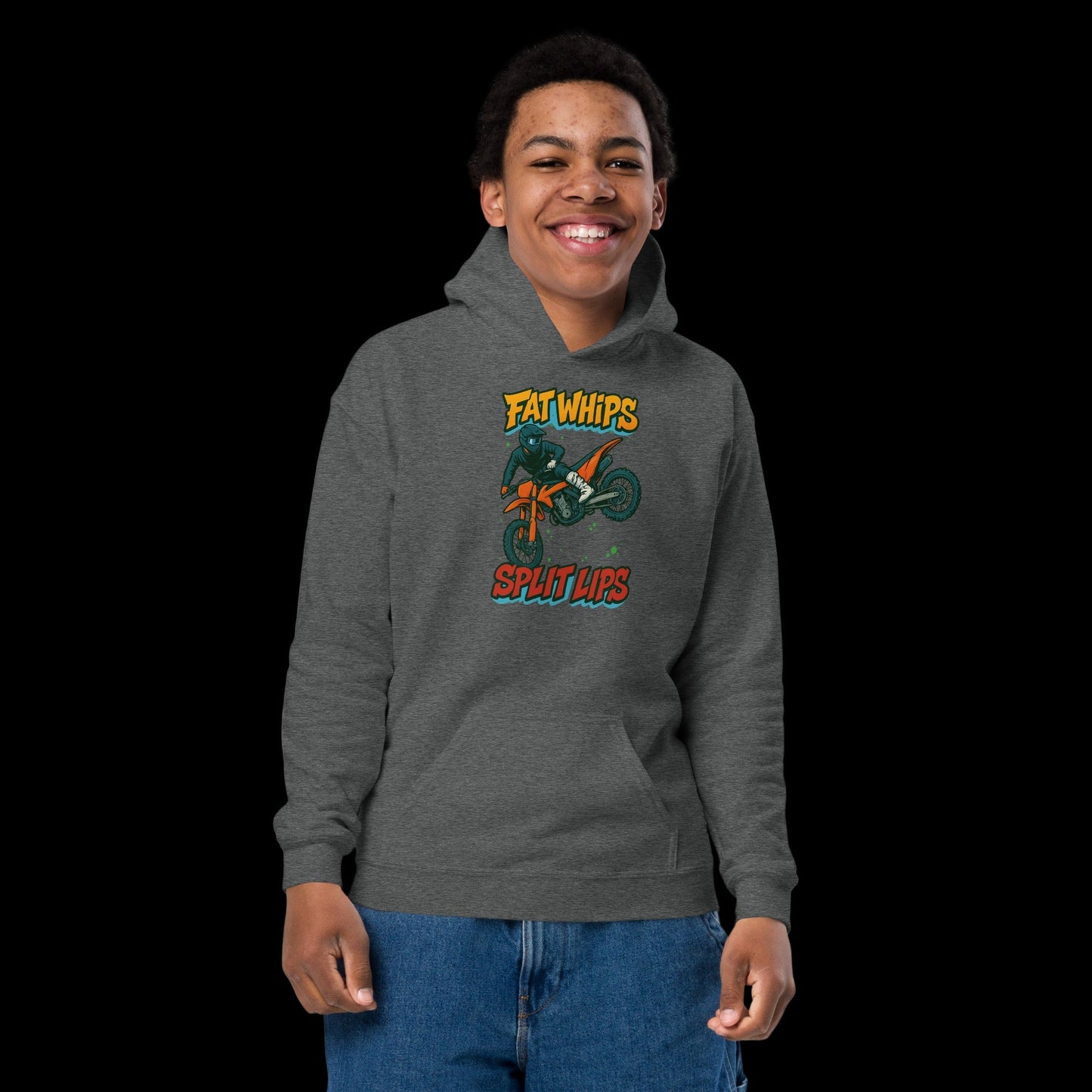 Fat Whips Youth hoodie Dark Heather - Kirik Motorsports