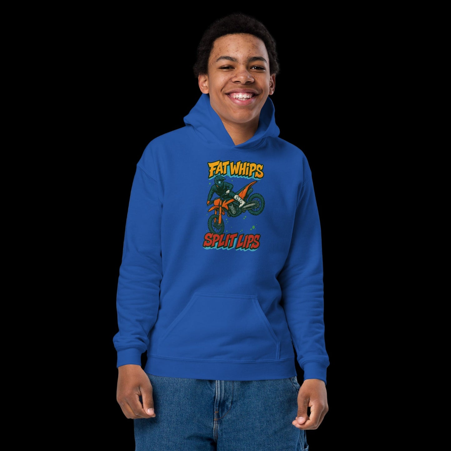 Fat Whips Youth hoodie Royal - Kirik Motorsports
