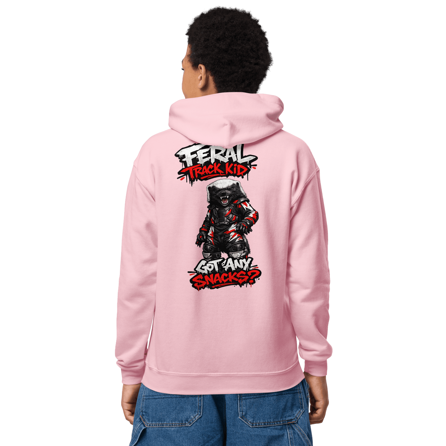 Feral Badger Hoodie Light Pink - Kirik Motorsports