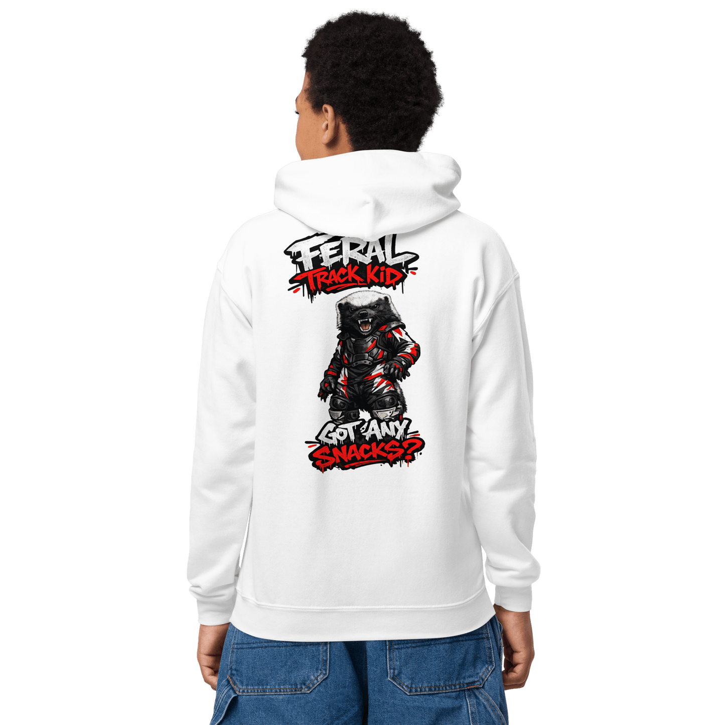 Feral Badger Hoodie White - Kirik Motorsports