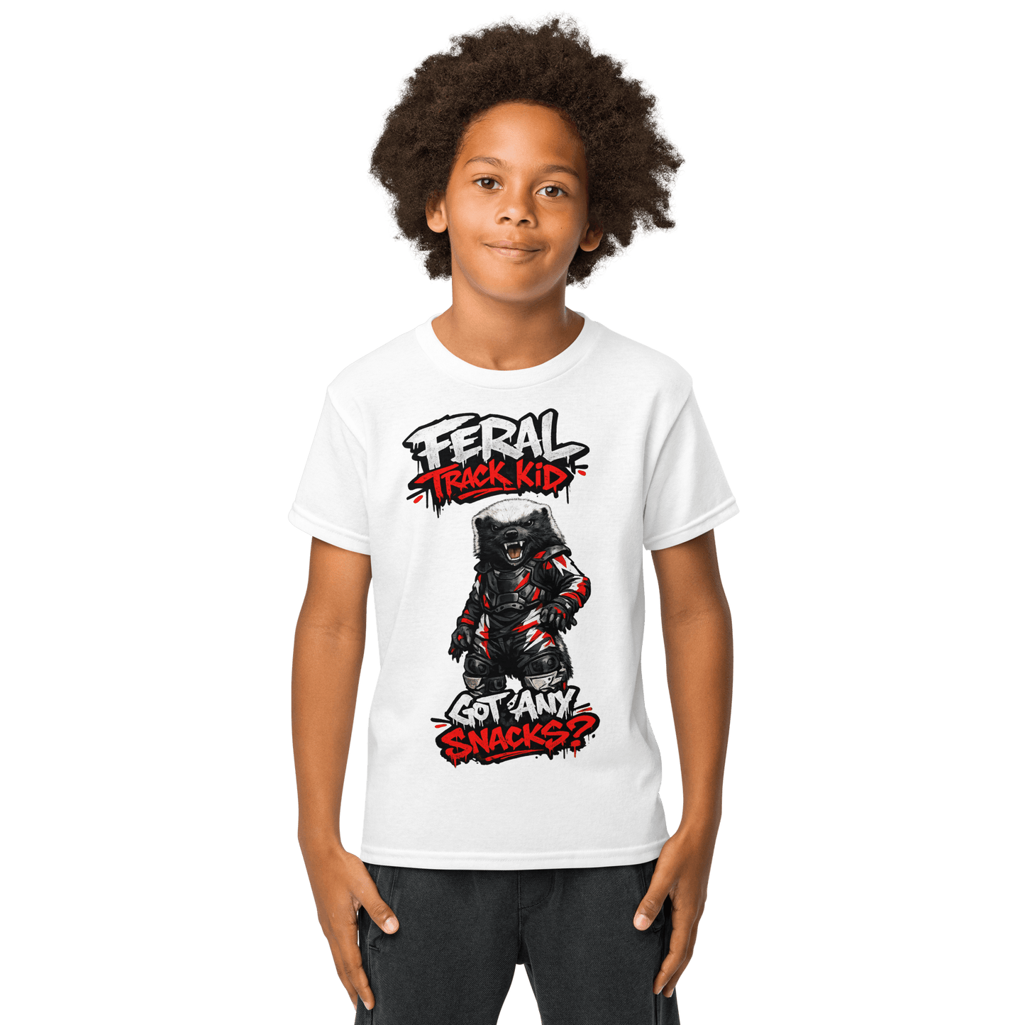 Feral Badger Tee White - Kirik Motorsports