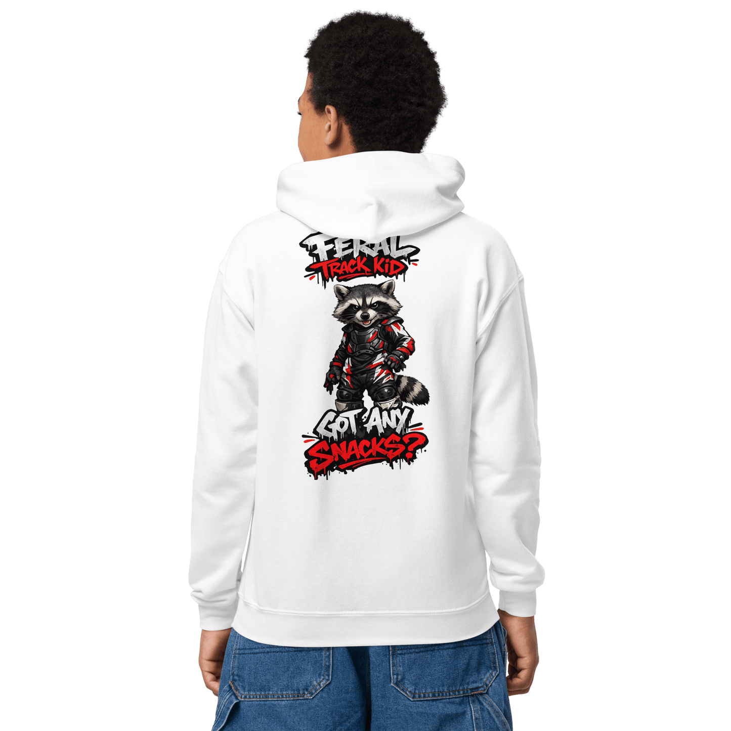 Feral Racoon Hoodie White - Kirik Motorsports