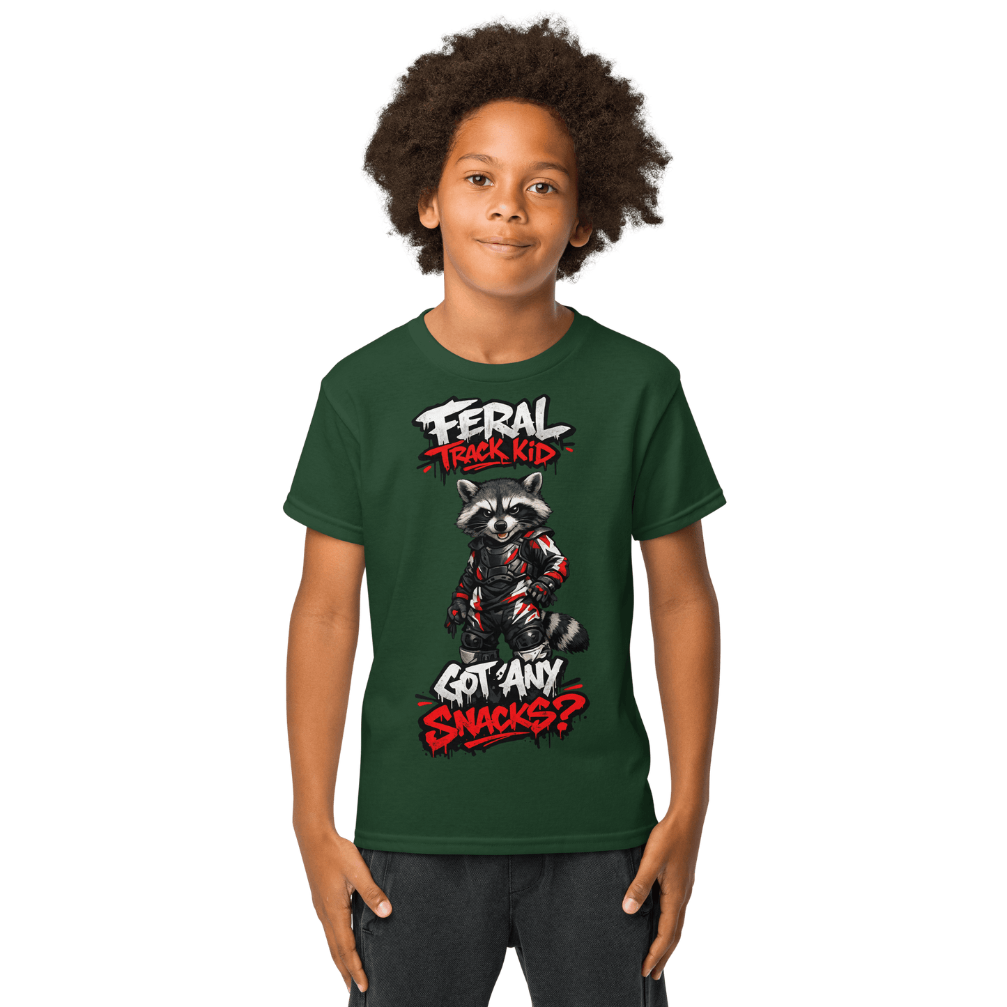 Feral Racoon Tee Forest Green - Kirik Motorsports