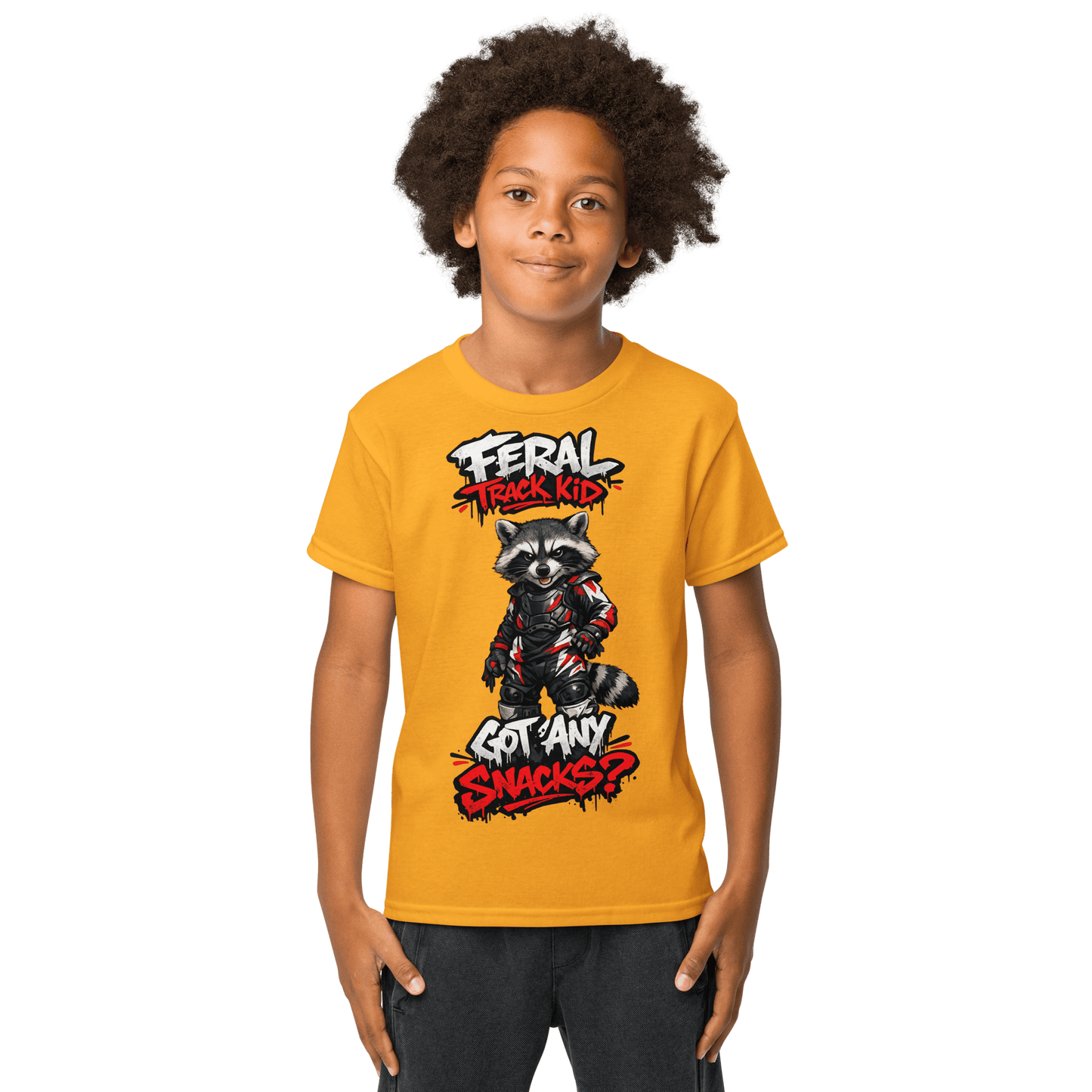 Feral Racoon Tee Gold - Kirik Motorsports