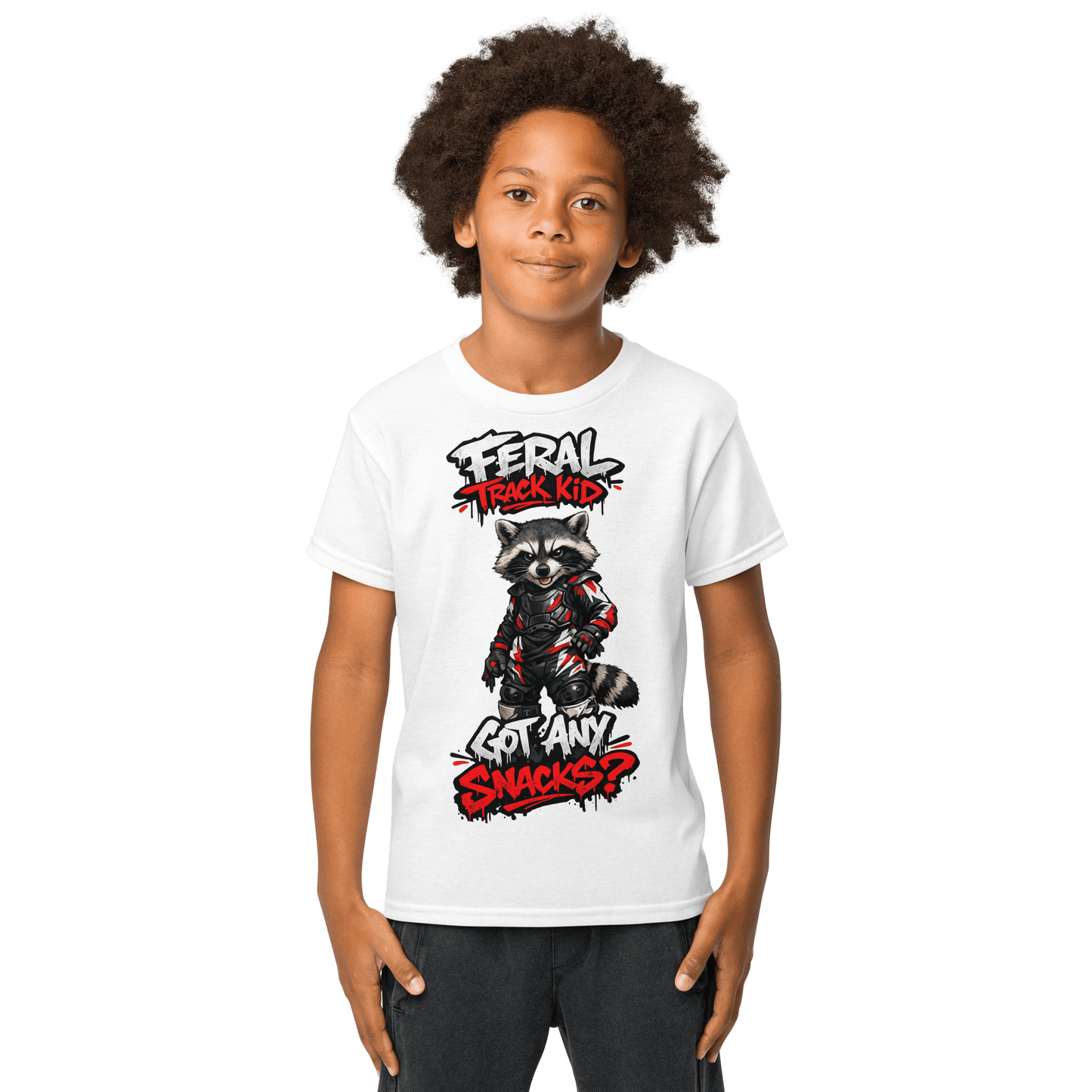 Feral Racoon Tee White - Kirik Motorsports