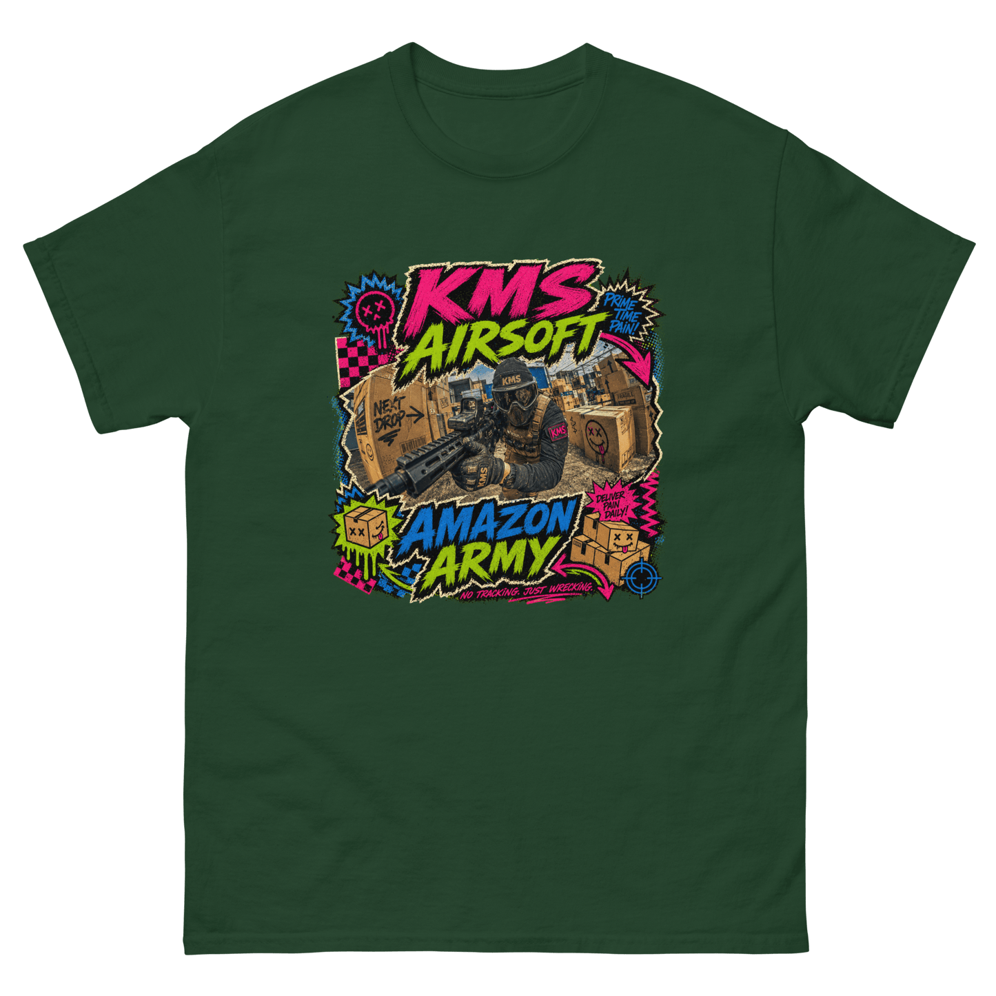 KMS Airsoft Amazon Army Tee Forest Green - Kirik Motorsports