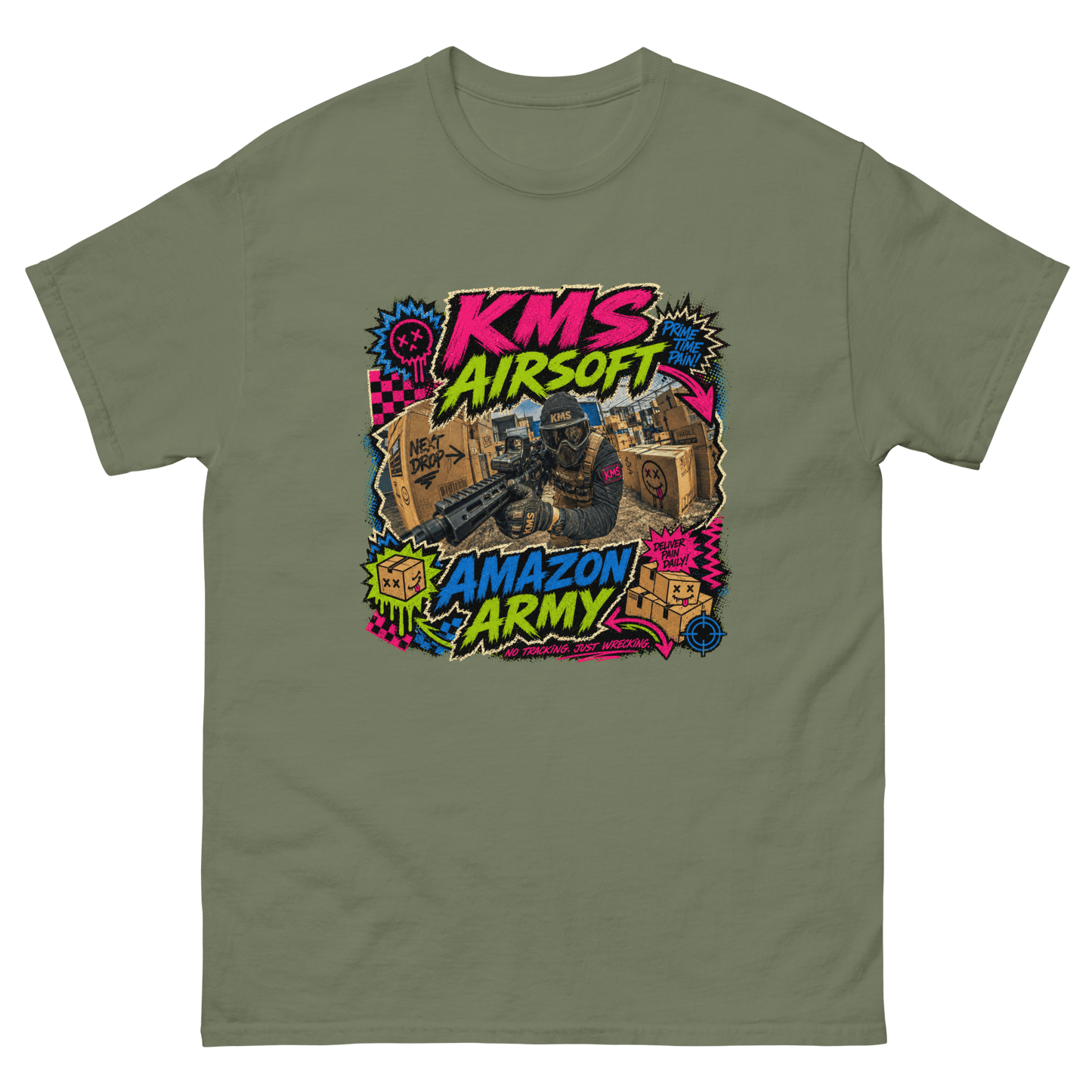 KMS Airsoft Amazon Army Tee Military Green - Kirik Motorsports