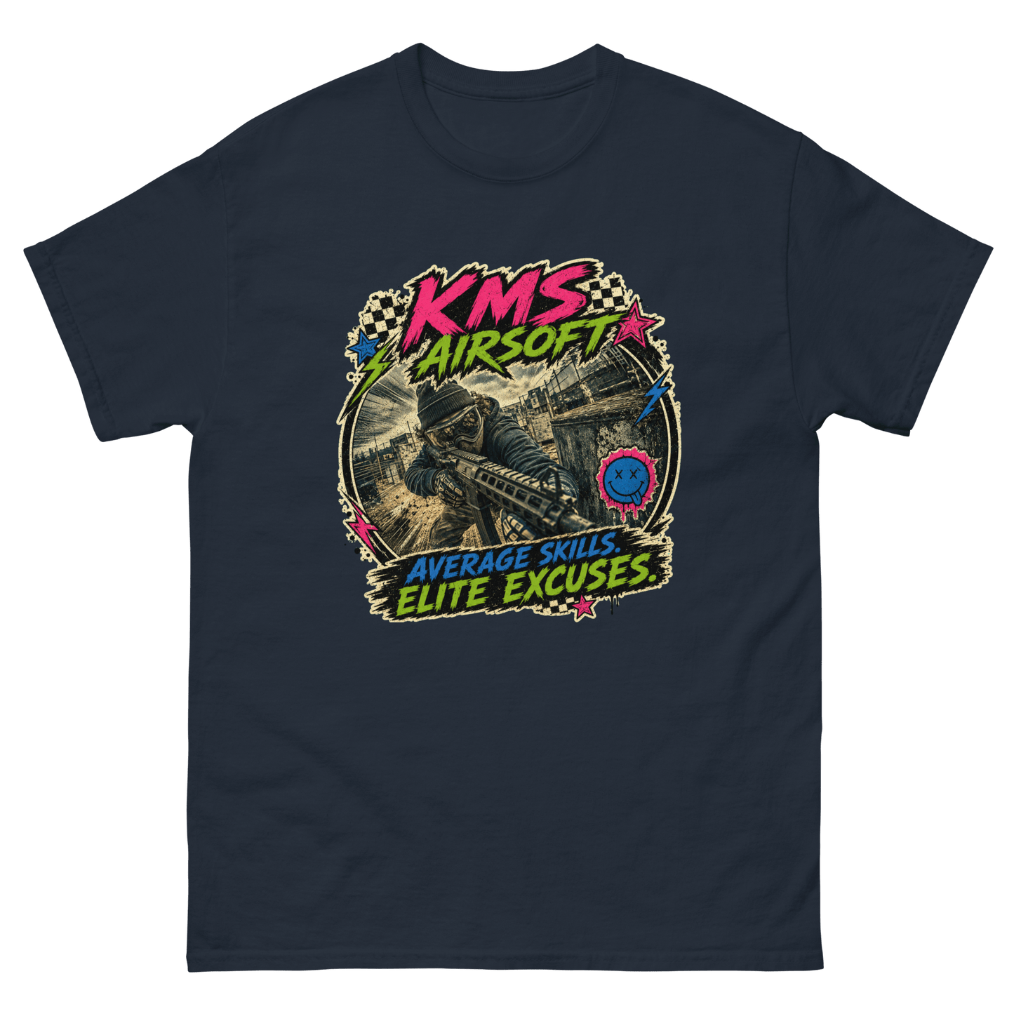 KMS Airsoft Average Skills Tee Navy - Kirik Motorsports