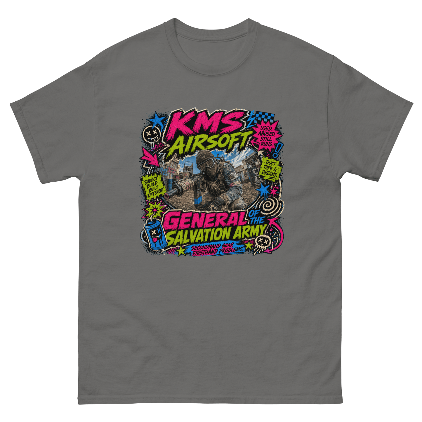 KMS Airsoft General of the Salvation Army Tee Charcoal - Kirik Motorsports