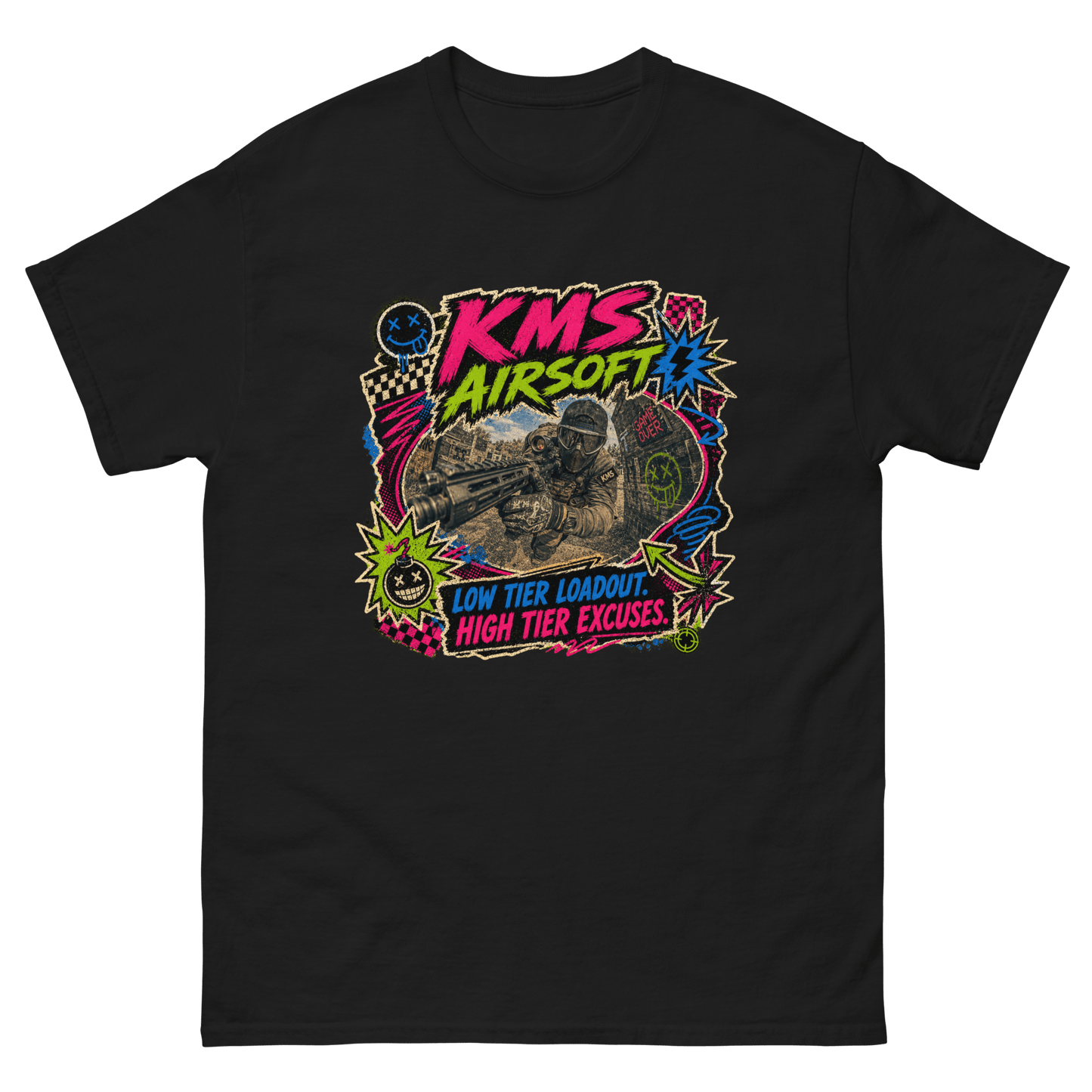 KMS Airsoft High Tier Excuses Tee Black - Kirik Motorsports