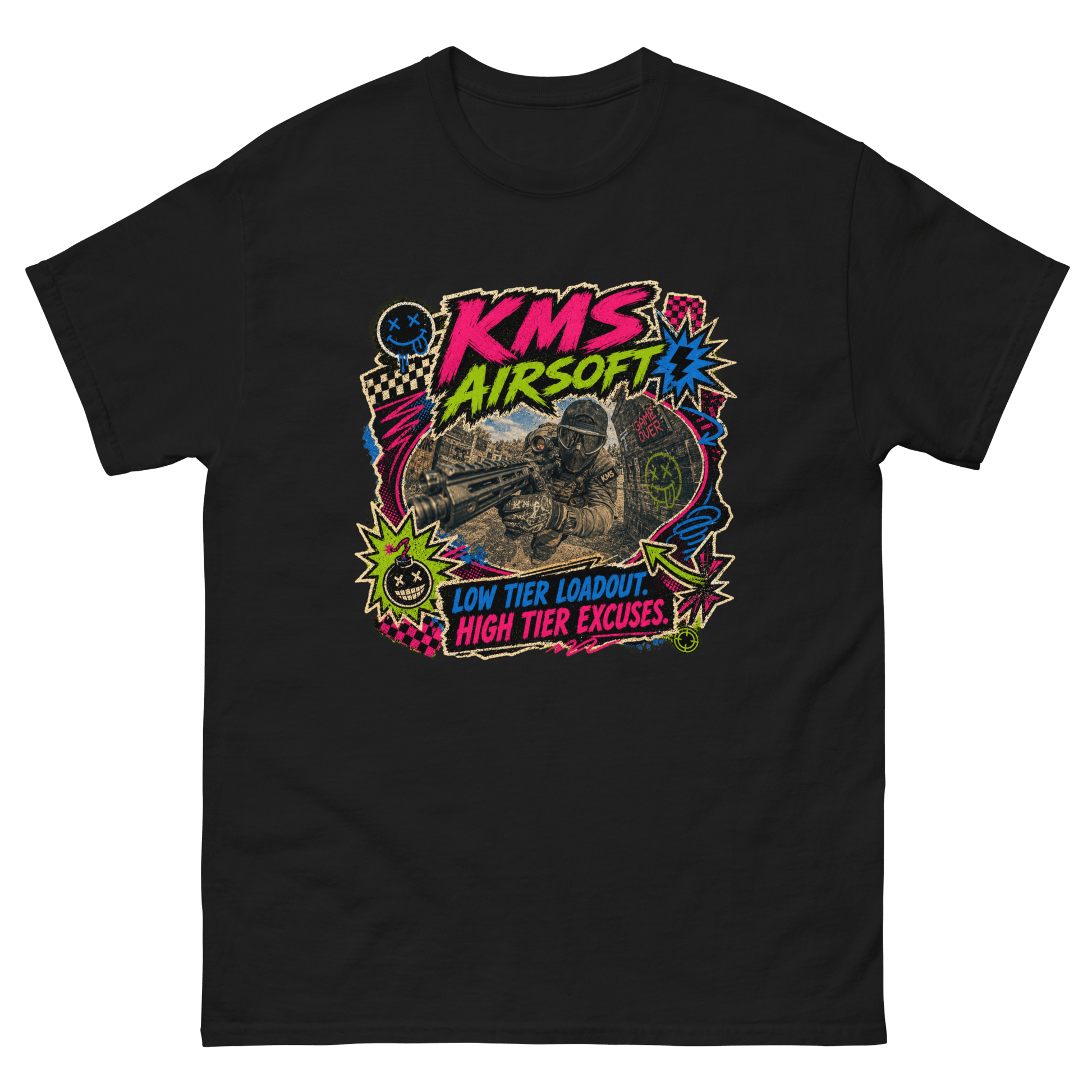 KMS Airsoft High Tier Excuses Tee Black - Kirik Motorsports