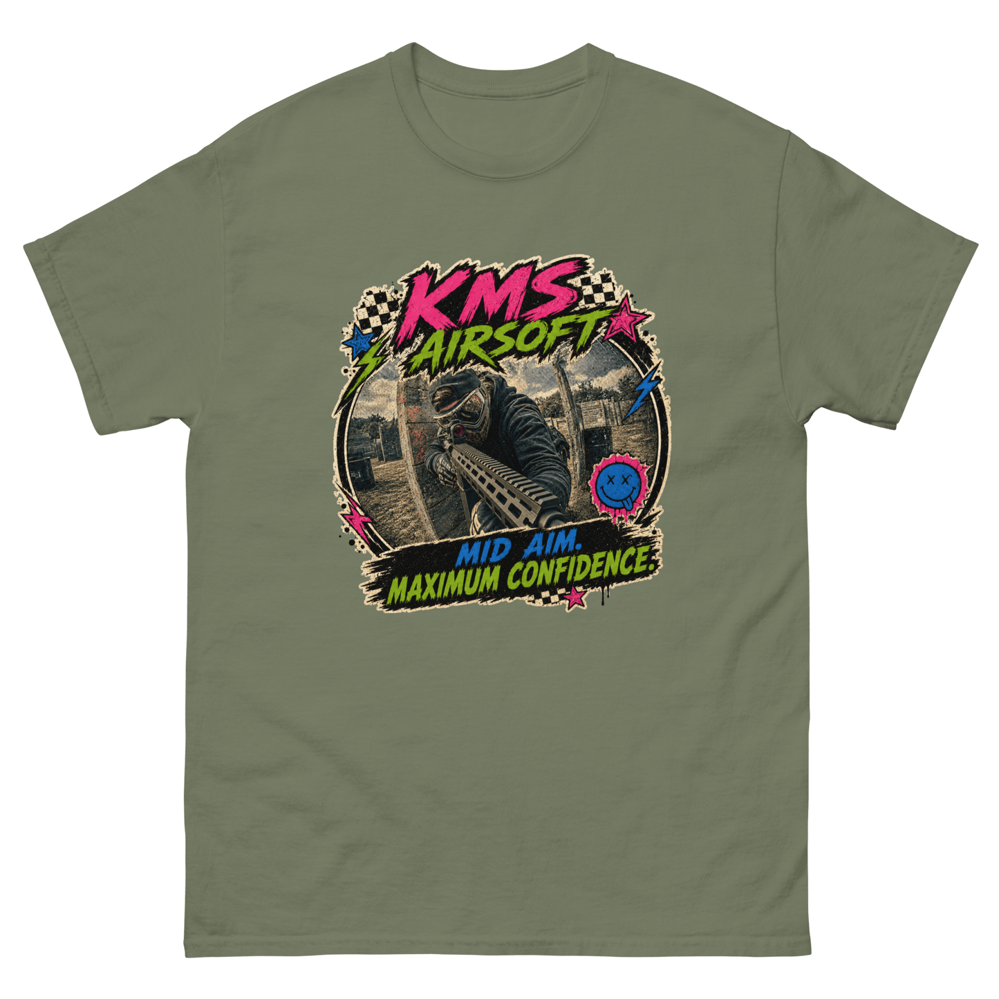 KMS Airsoft Maximum Confidence Tee Military Green - Kirik Motorsports