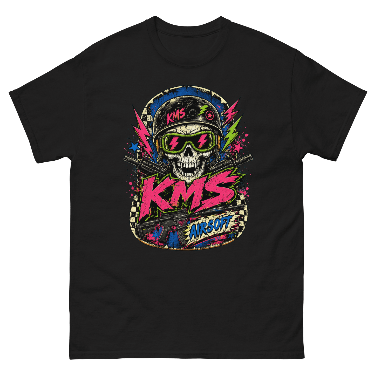 KMS Airsoft Neon Skull Tee Black - Kirik Motorsports