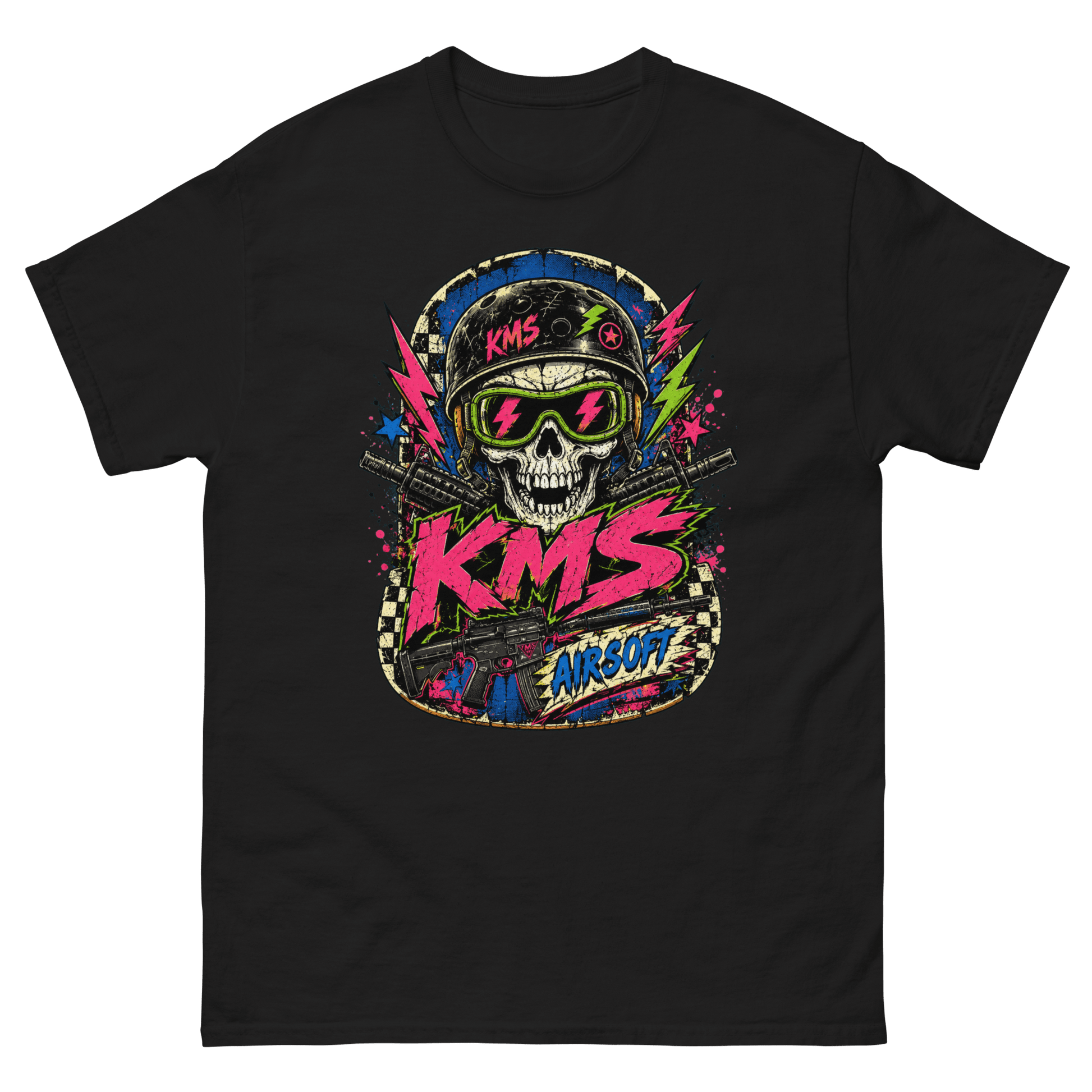 KMS Airsoft Neon Skull Tee Black - Kirik Motorsports