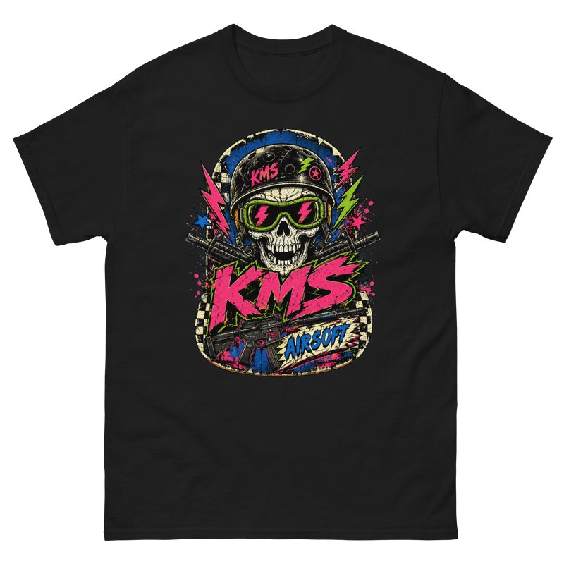 KMS Airsoft Neon Skull Tee Black - Kirik Motorsports
