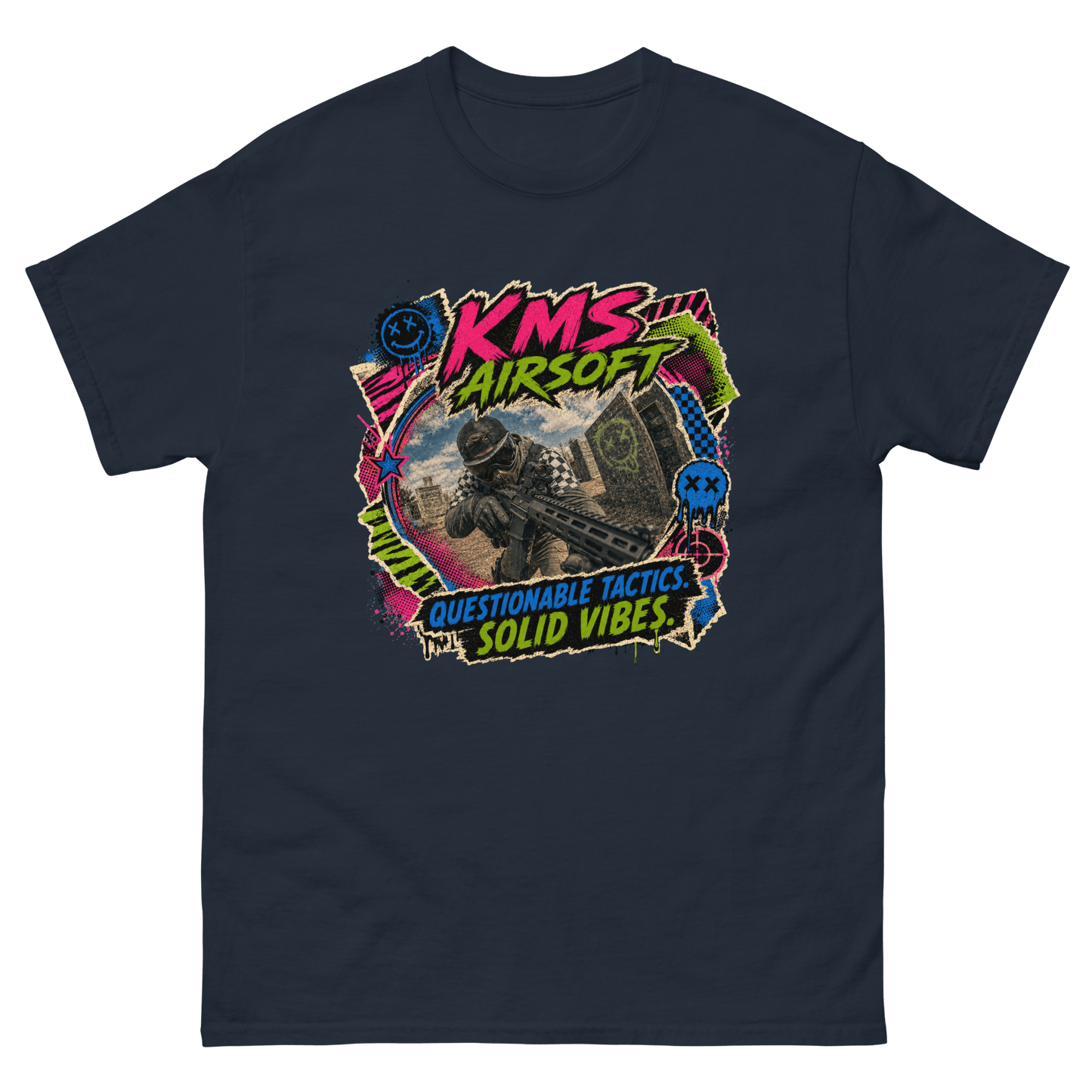 KMS Airsoft Questionable Tactics Tee Navy - Kirik Motorsports