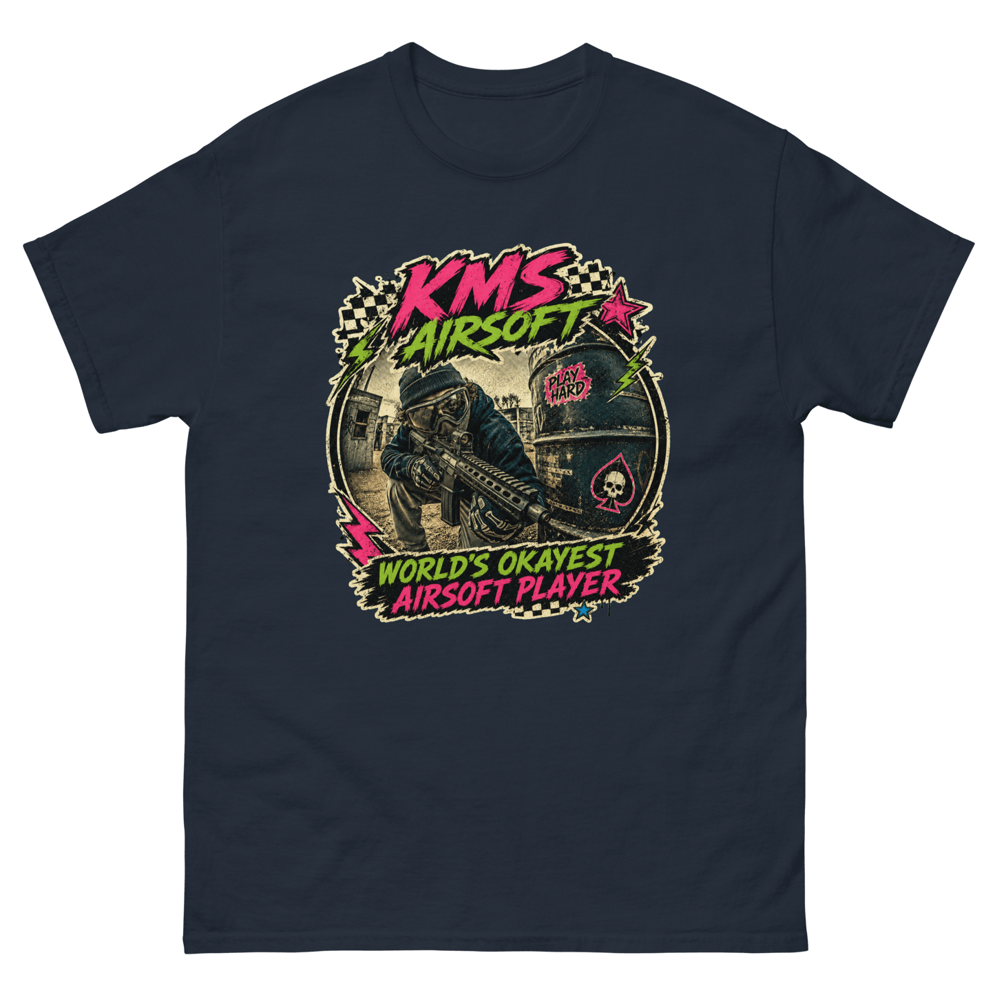 KMS Airsoft World’s Okayest Player Tee Navy - Kirik Motorsports