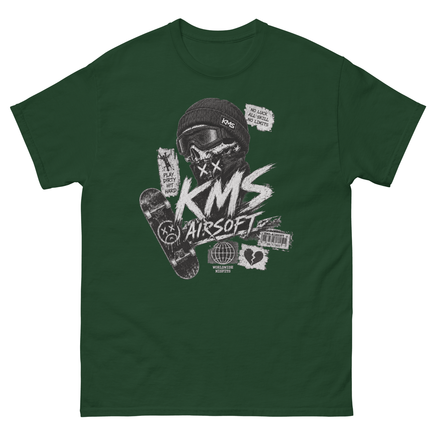 KMS Airsoft Worldwide Misfits Tee Forest Green - Kirik Motorsports
