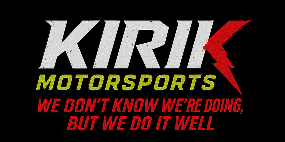 Kirik Motorsports logo with tagline on a black background