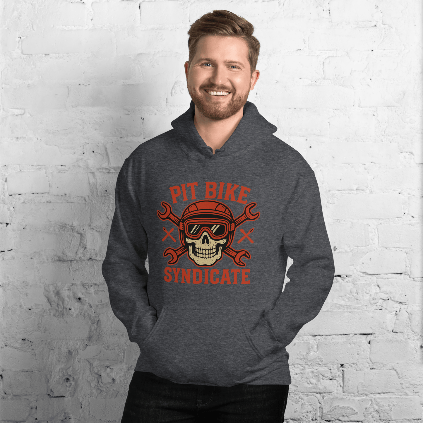 Pit Bike Syndicate Hoodie Dark Heather - Kirik Motorsports