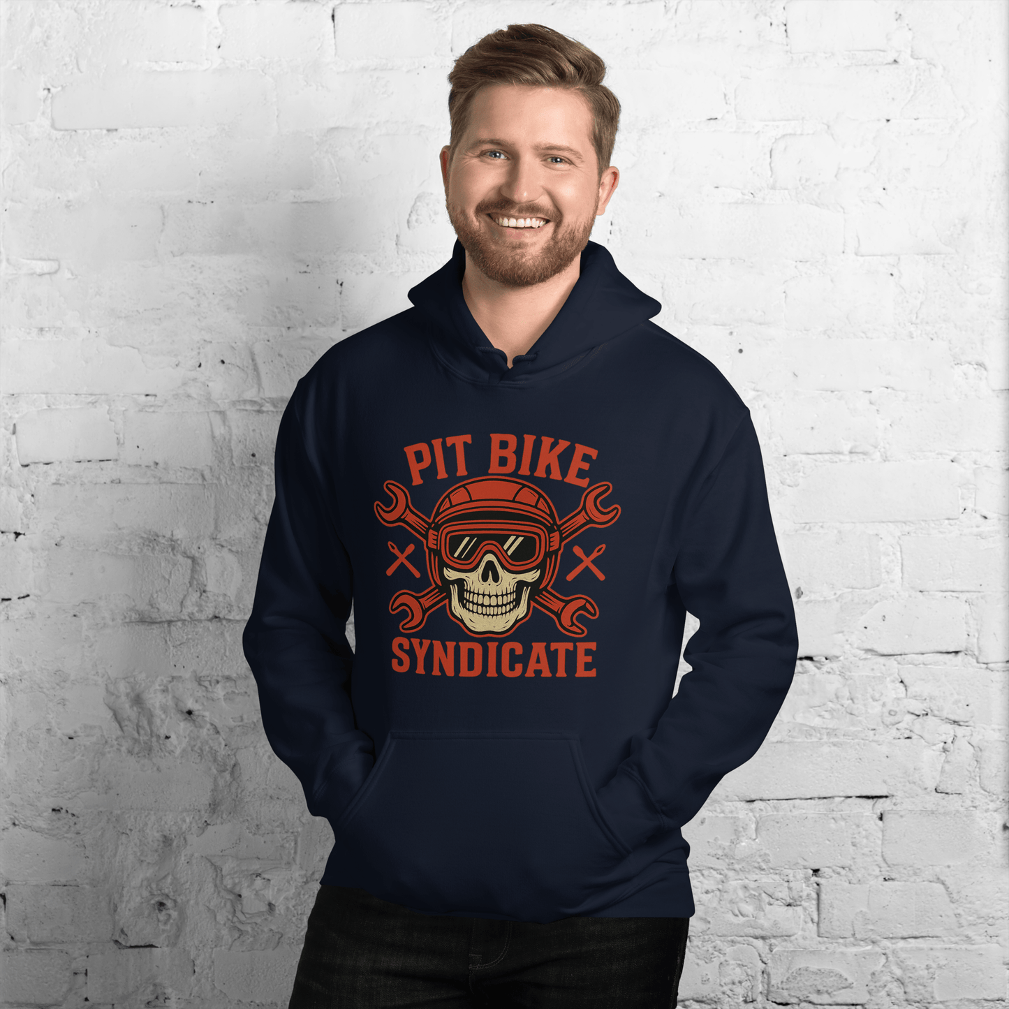 Pit Bike Syndicate Hoodie Navy - Kirik Motorsports