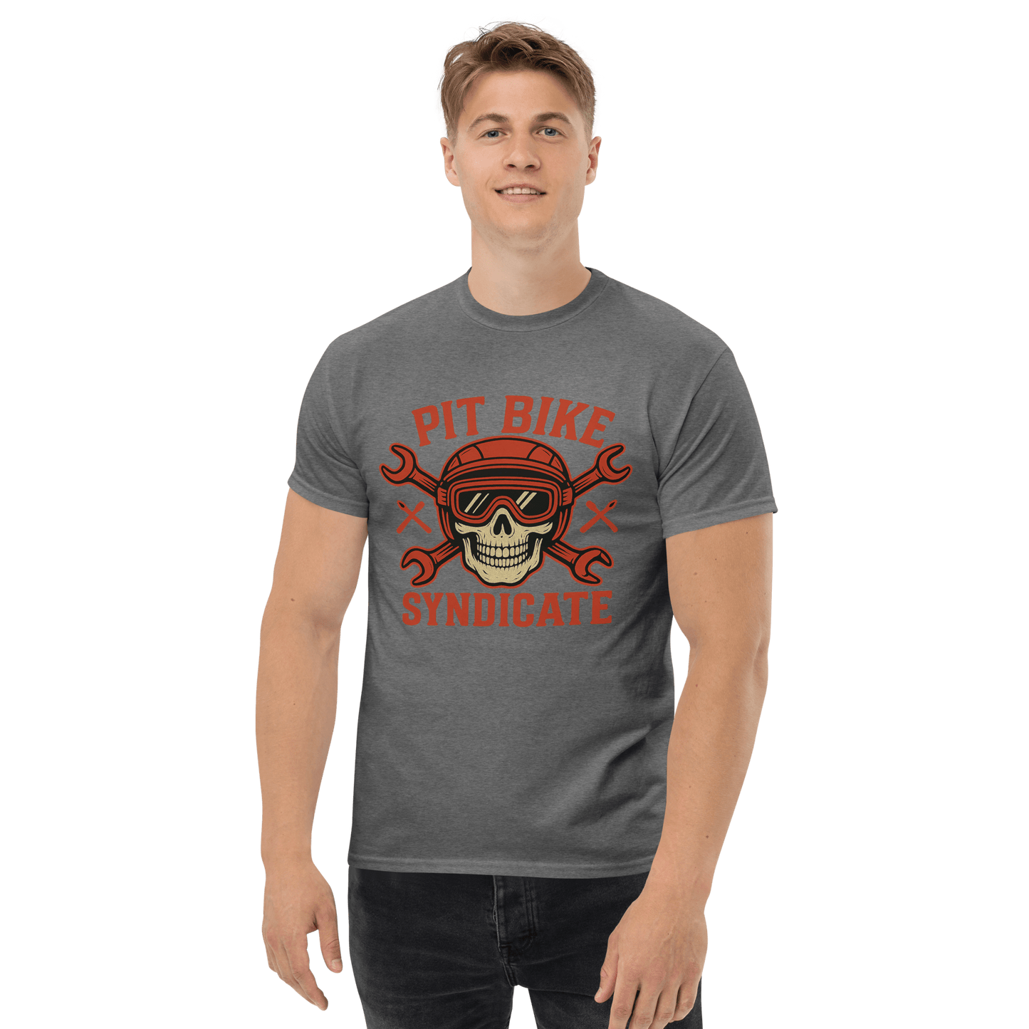 Pit Bike Syndicate Tee Graphite Heather - Kirik Motorsports