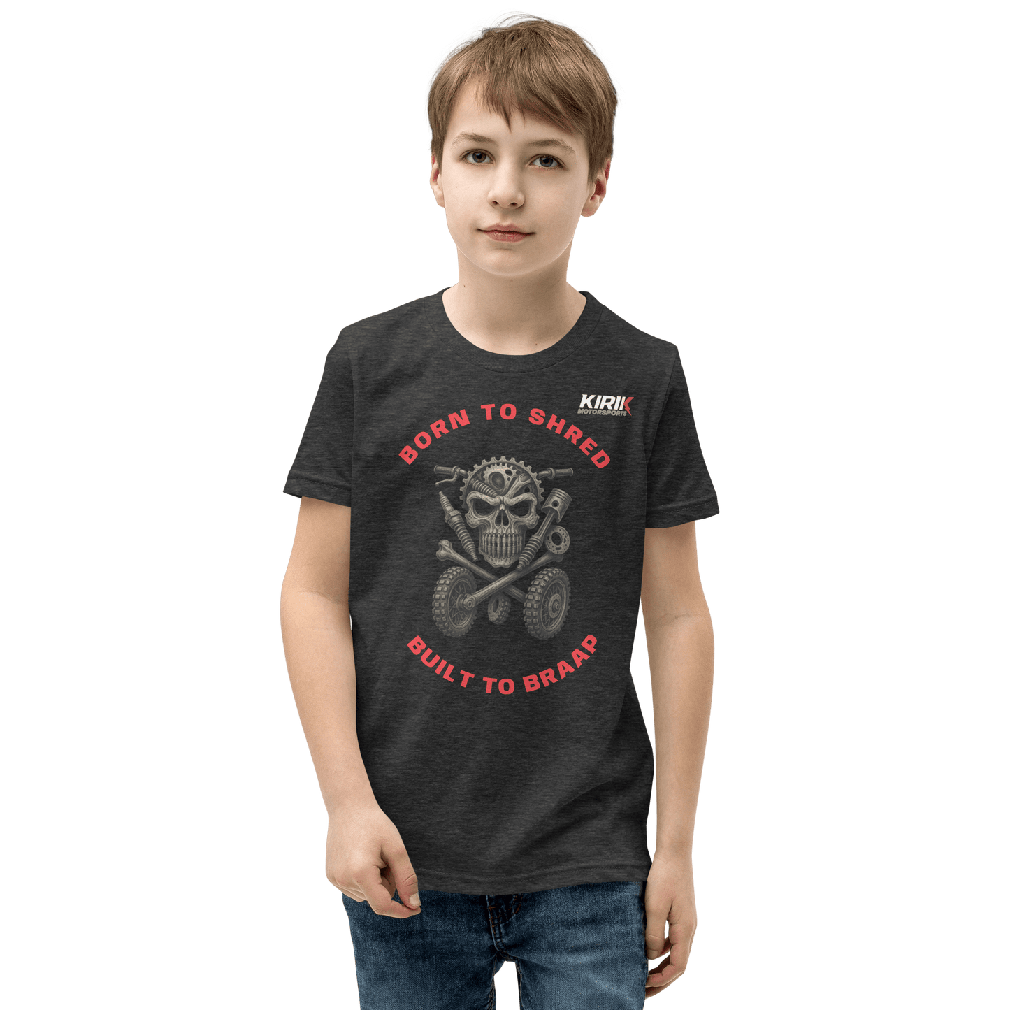 Unisex Youth Braap T-Shirt Dark Grey Heather - Kirik Motorsports