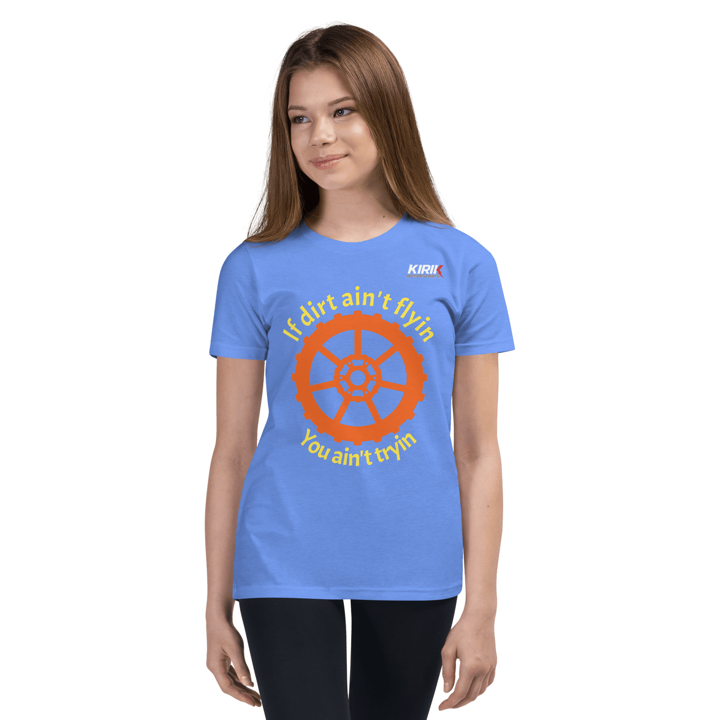 Unisex Youth Dirt T-Shirt Heather Columbia Blue - Kirik Motorsports