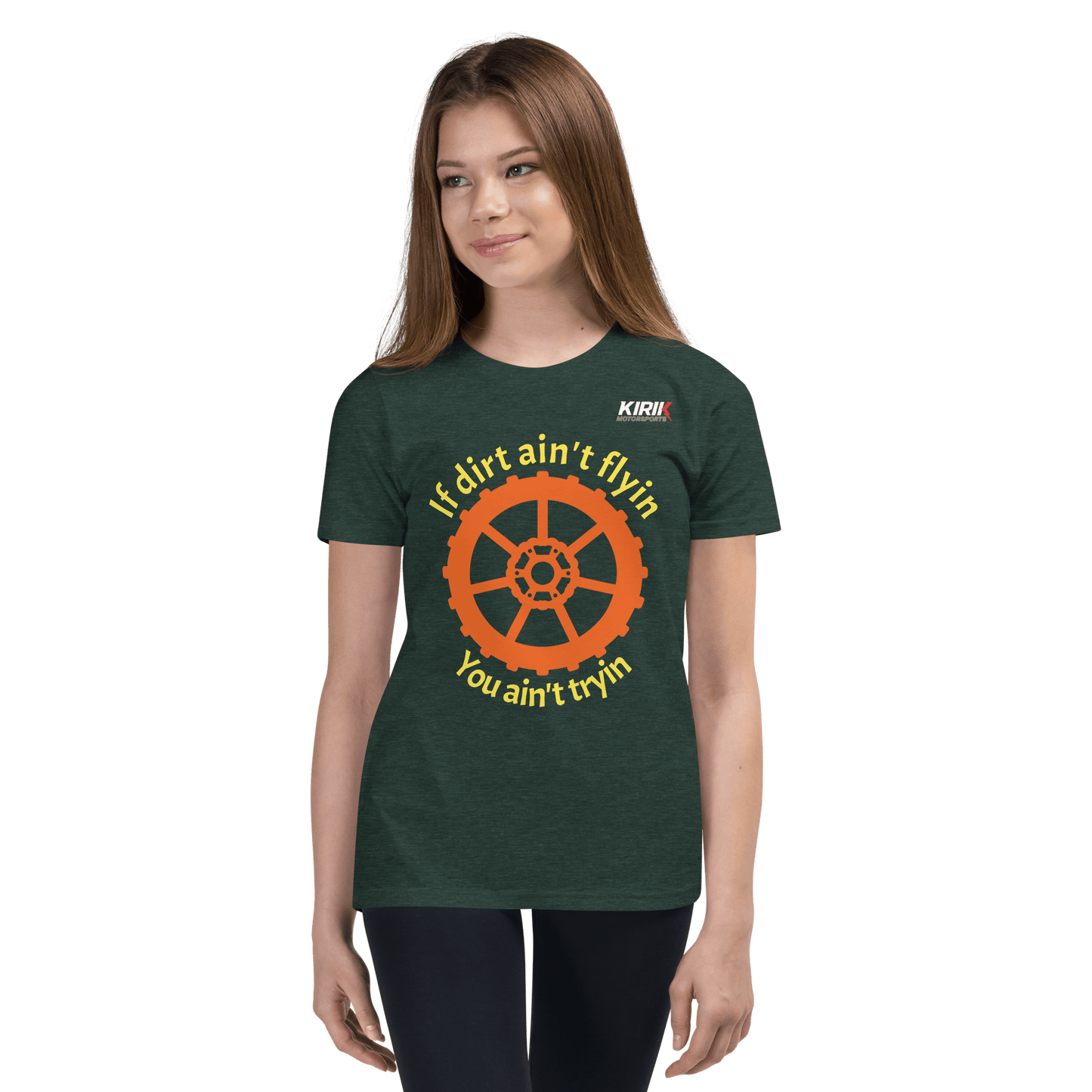 Unisex Youth Dirt T-Shirt Heather Forest - Kirik Motorsports