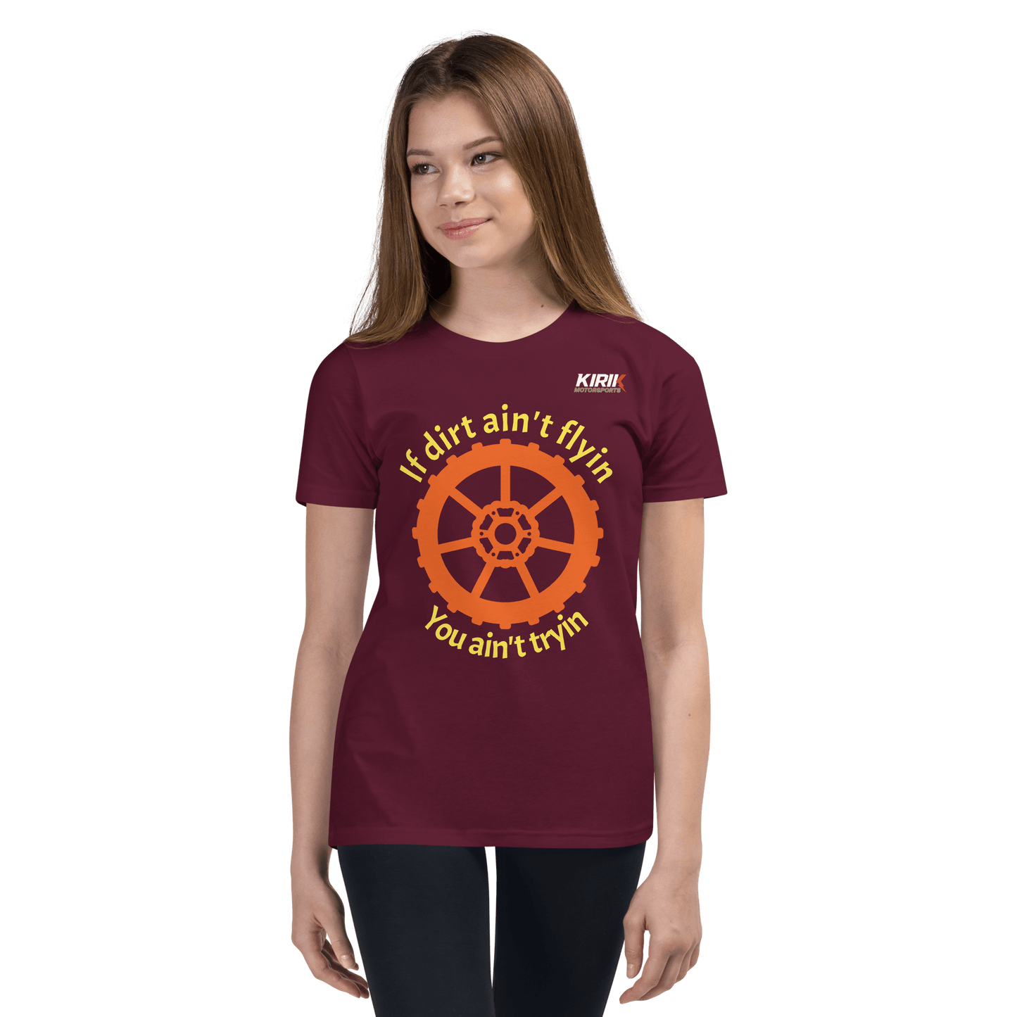 Unisex Youth Dirt T-Shirt Maroon - Kirik Motorsports