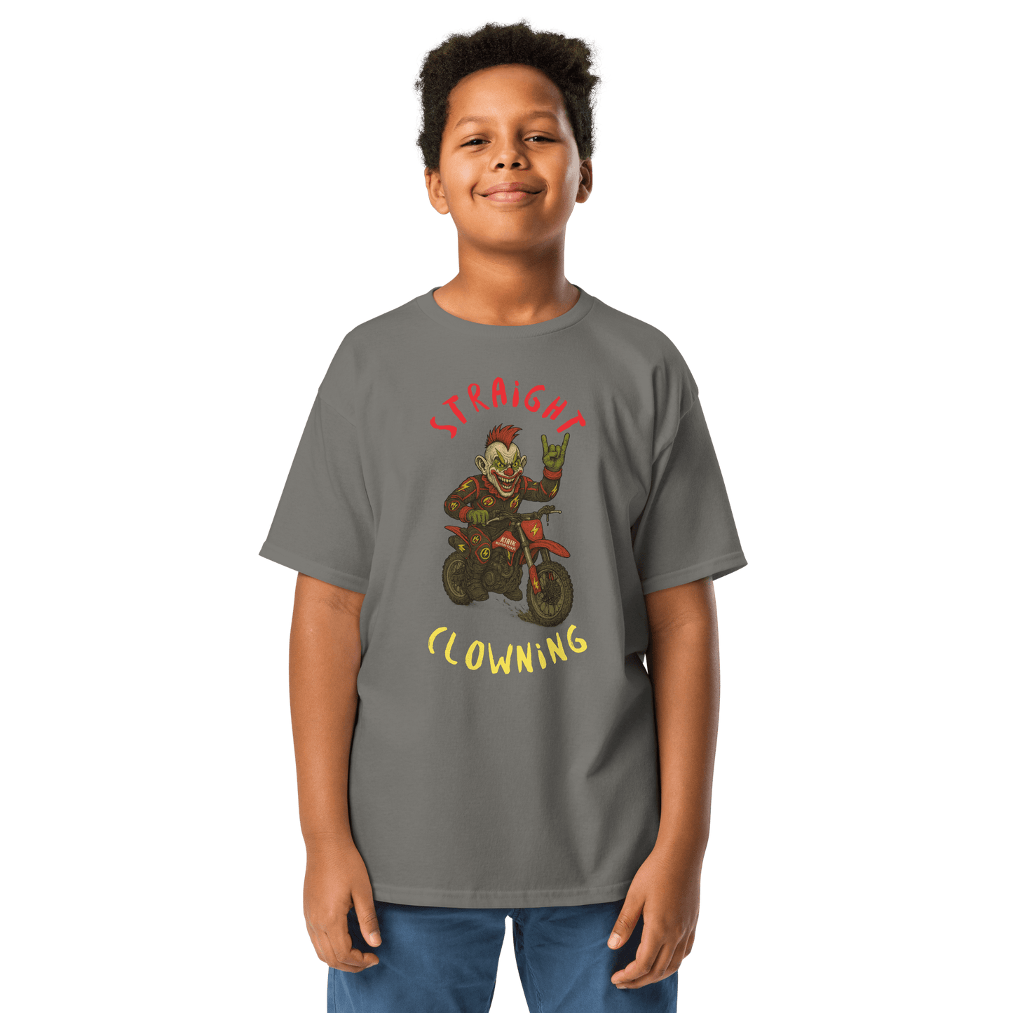 Youth Clowning tee Charcoal - Kirik Motorsports