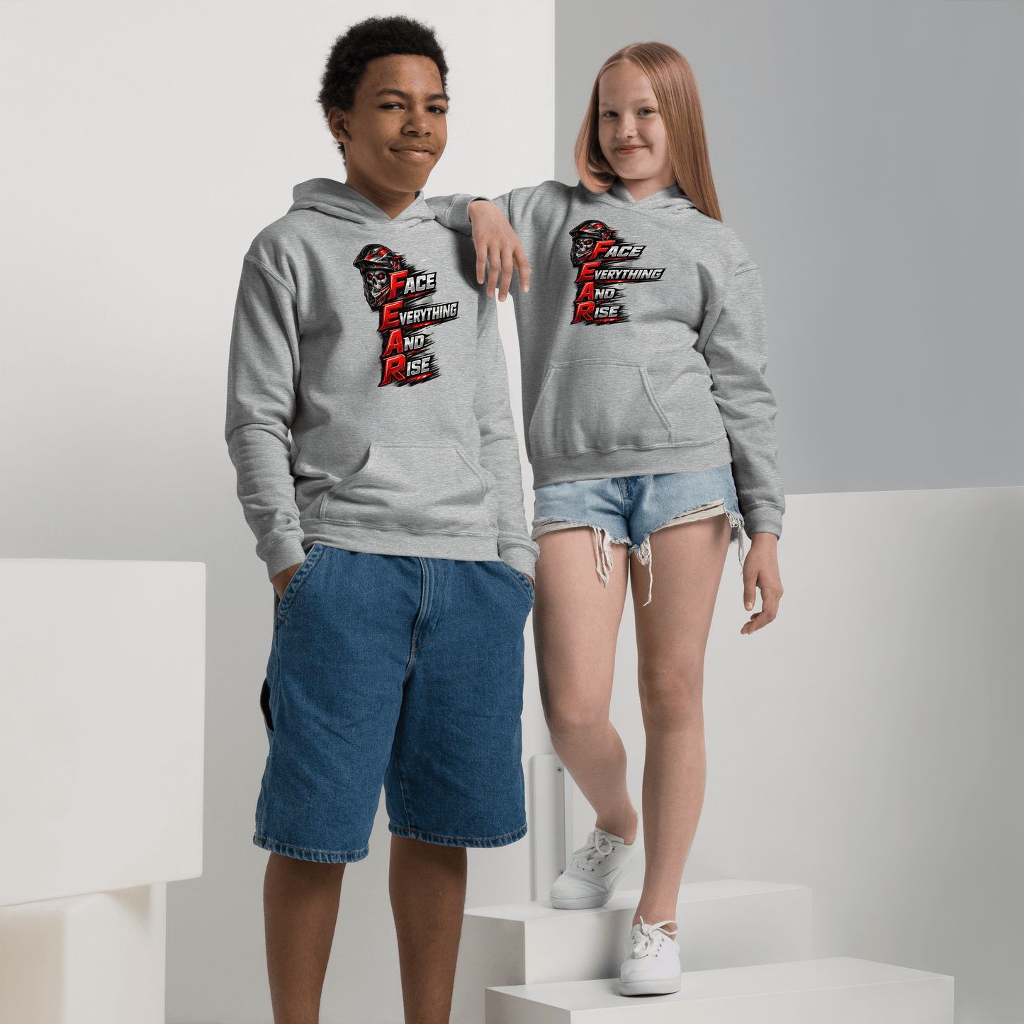 Youth FEAR hoodie Sport Grey - Kirik Motorsports