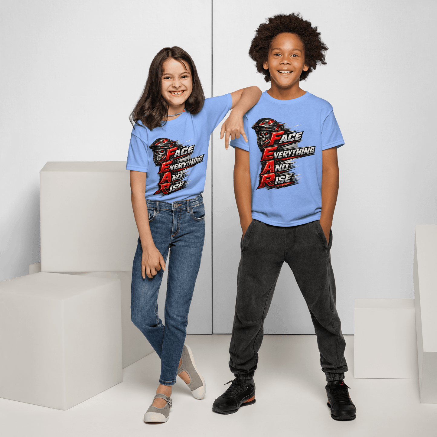 Youth FEAR Tee Carolina Blue - Kirik Motorsports