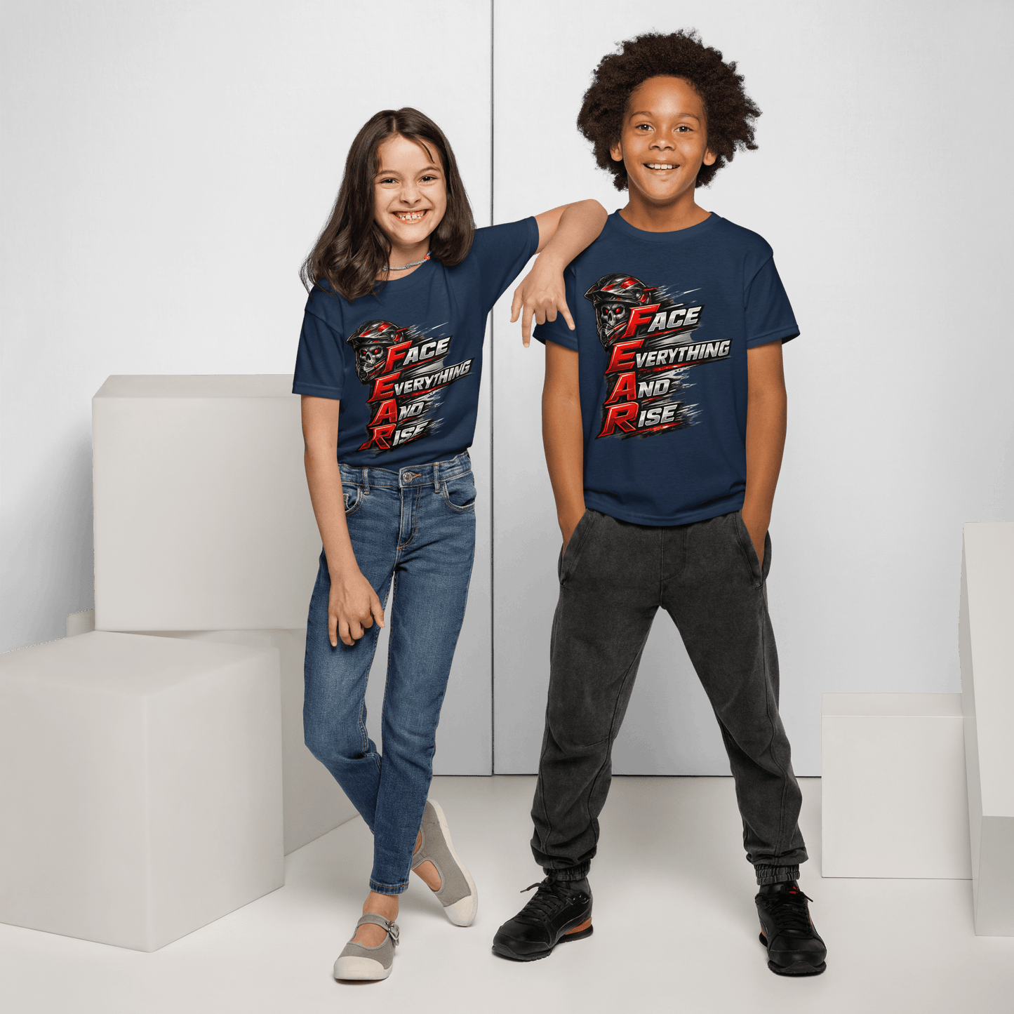 Youth FEAR Tee Navy - Kirik Motorsports