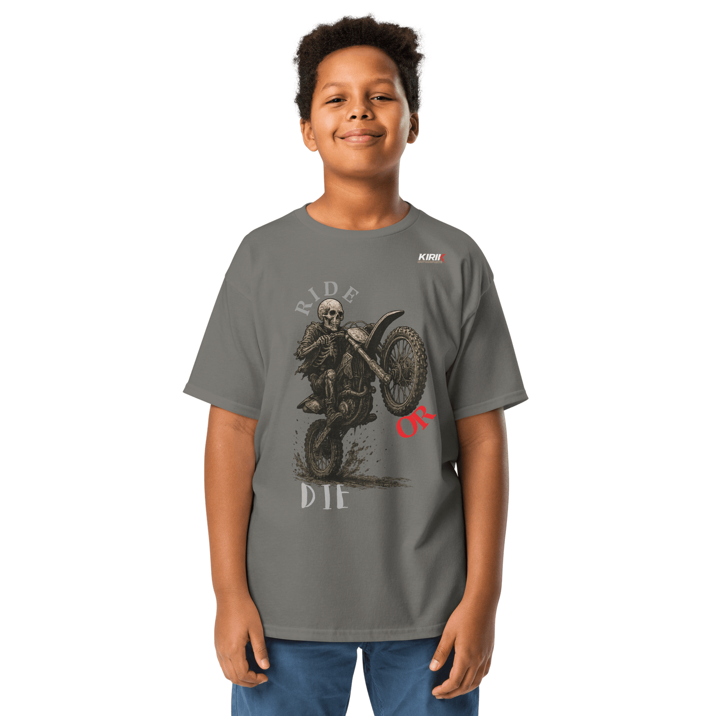 Youth ride tee Charcoal - Kirik Motorsports